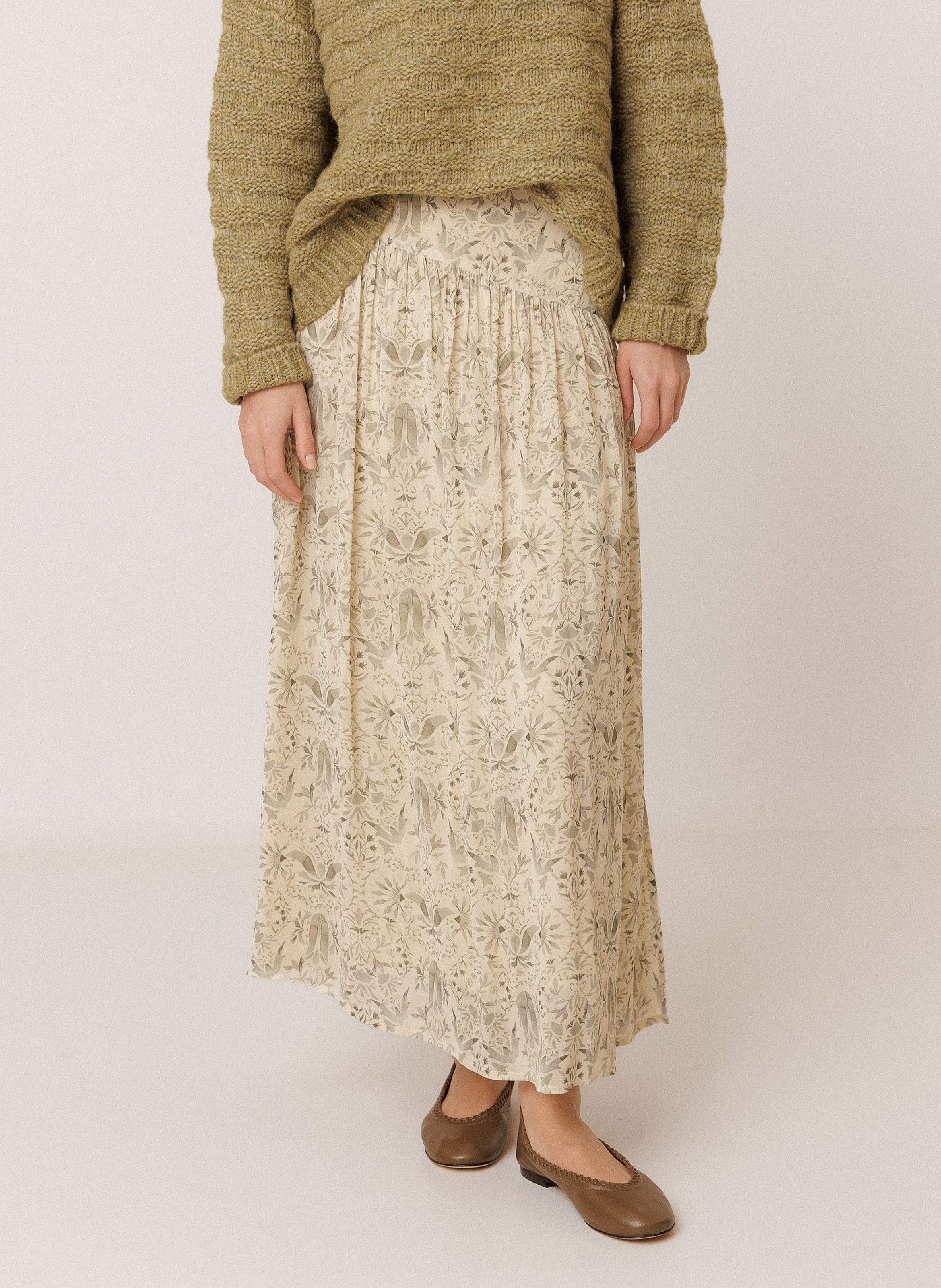 Long flared skirt INDI & COLD Green