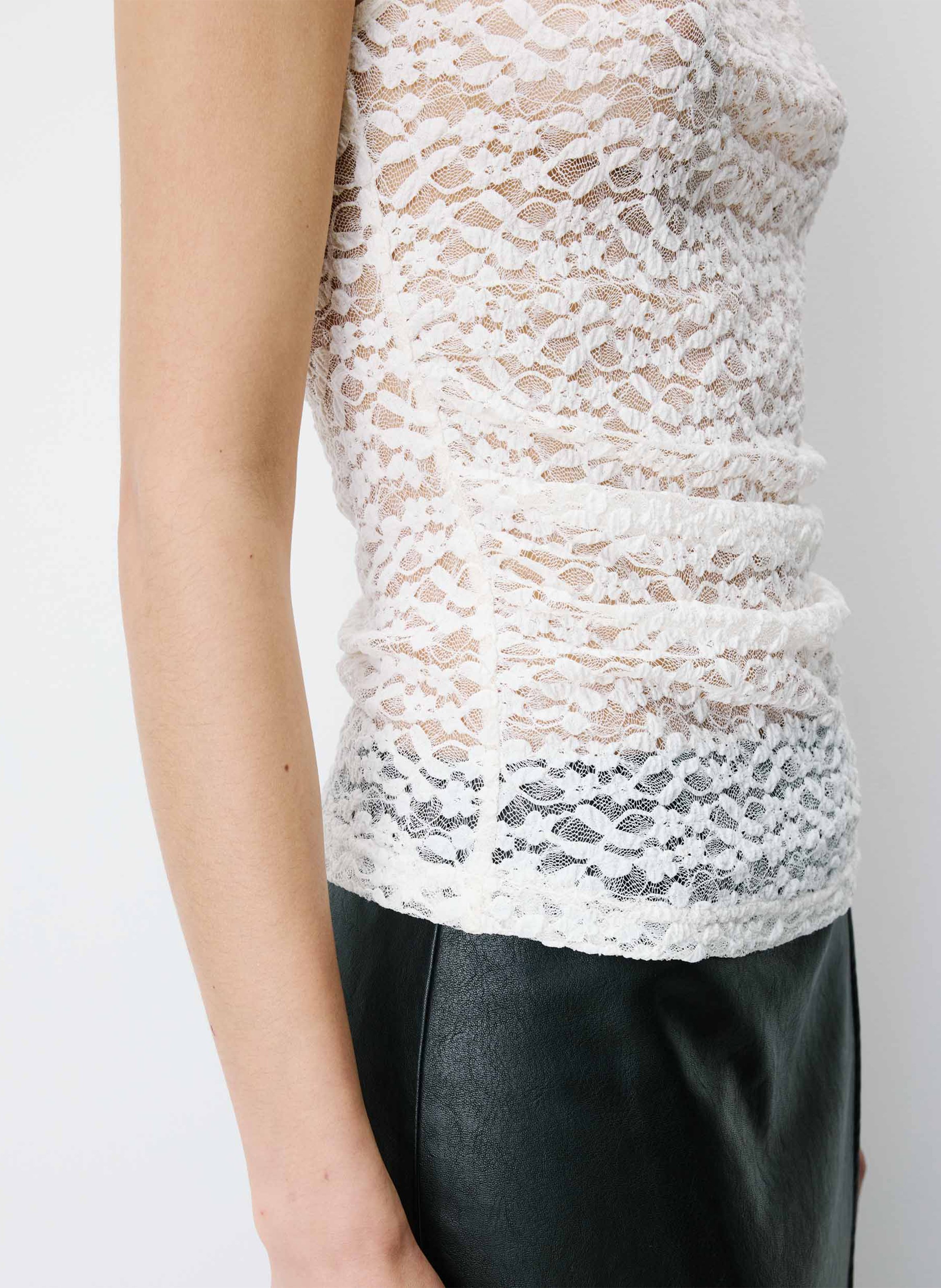 Round neck draped top GRACE ET MILA White