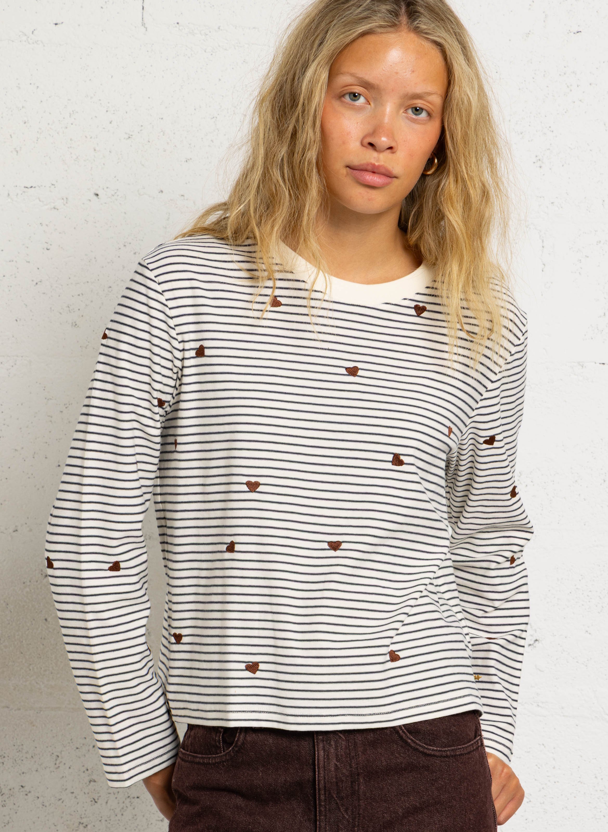 Gestreept T-shirt met lange mouwen DES PETITS HAUTS