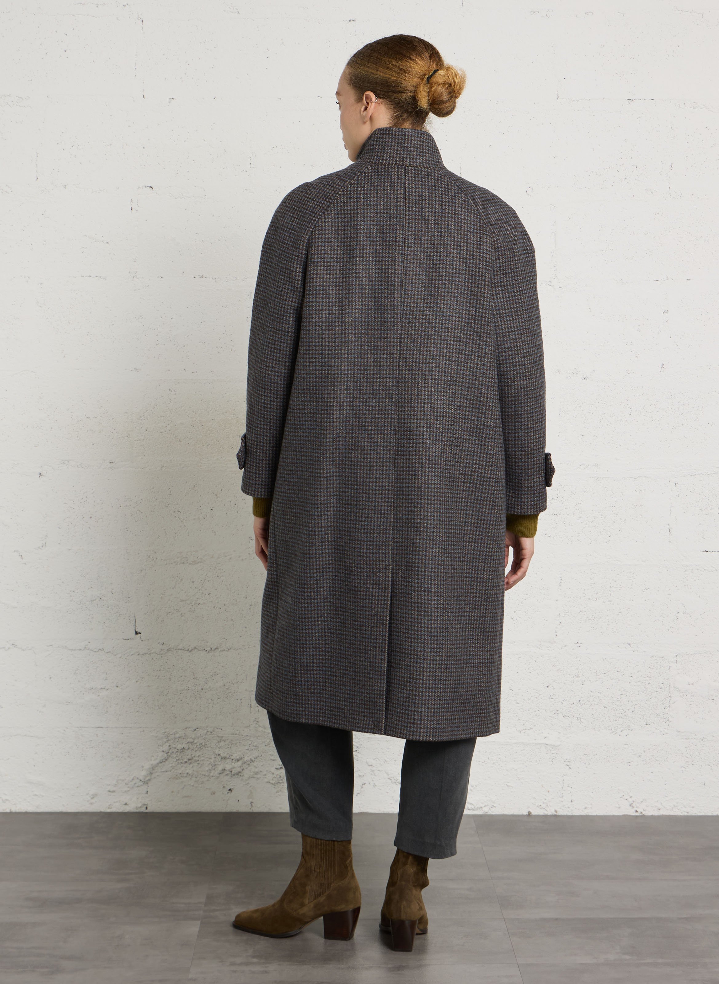 Manteau droit col montant imprimé MAISON 123 Bleu
