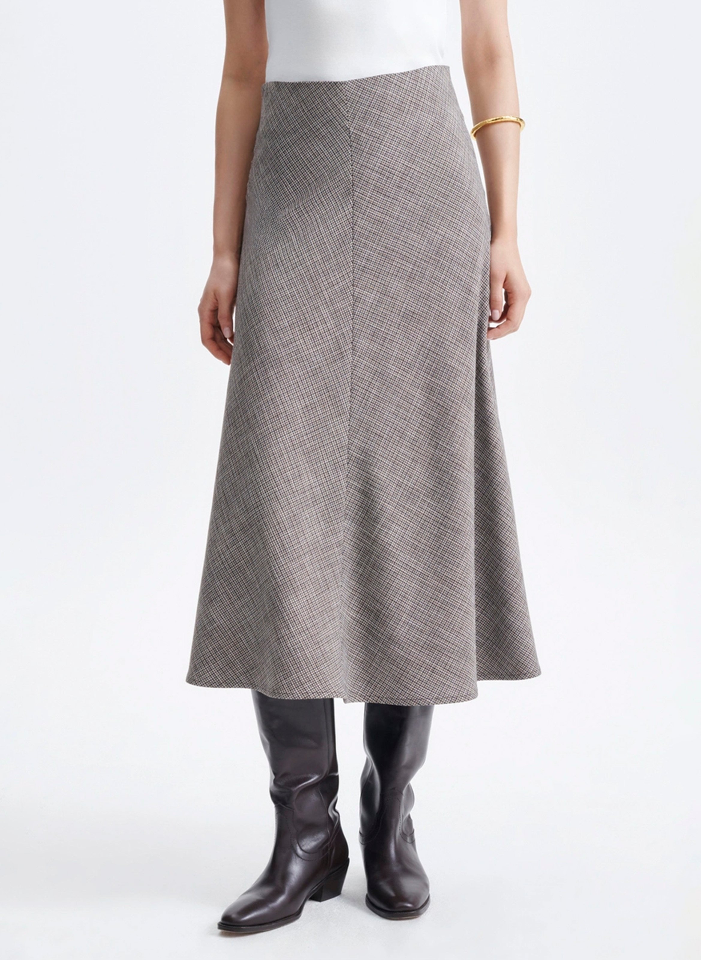 Flared midi skirt with patterns VANESSA BRUNO Brown