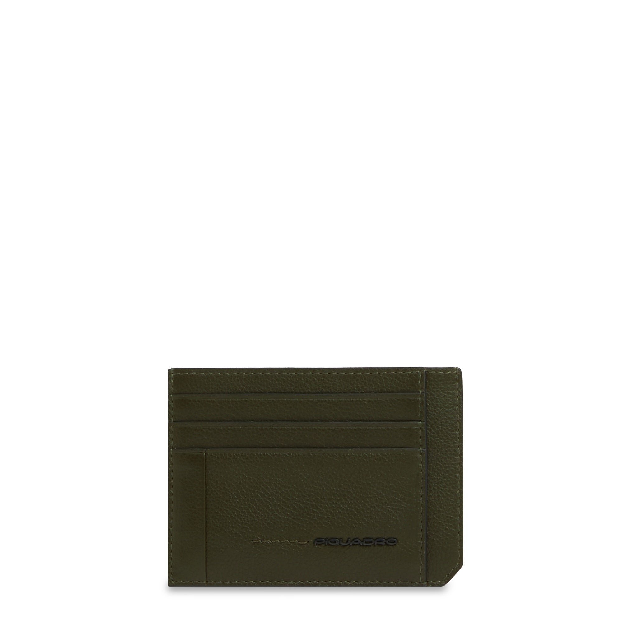 Men's slim leather credit card holder with RFID protection PIQUADRO Green