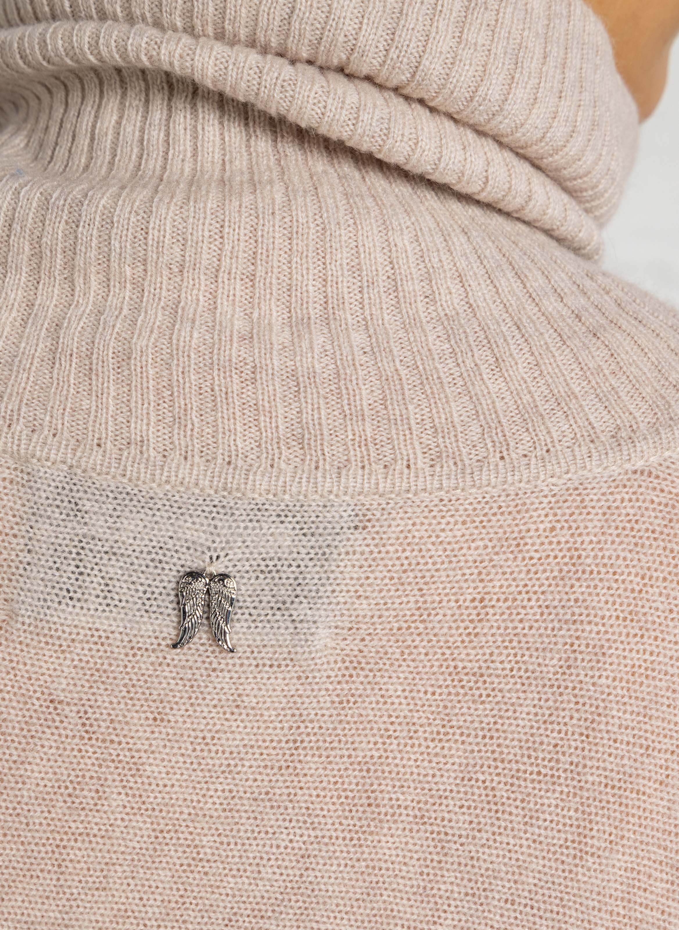 Poncho col roulé en cachemire BERENICE Beige