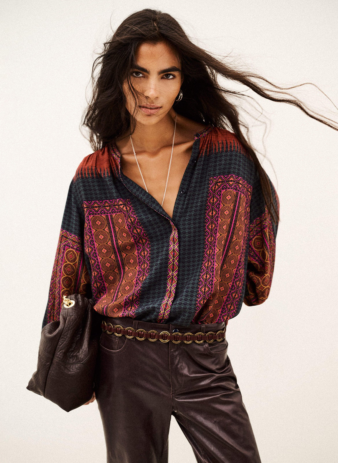 Blouse ample imprimée col rond BA&SH Rouge