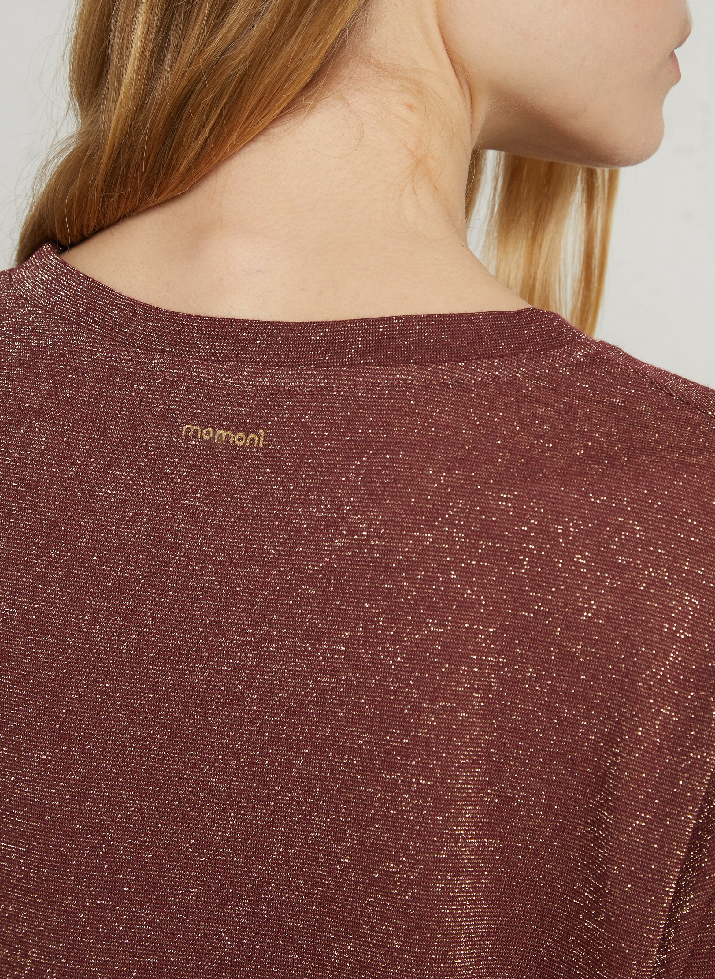Sequined straight fluid t-shirt MOMONI Brown