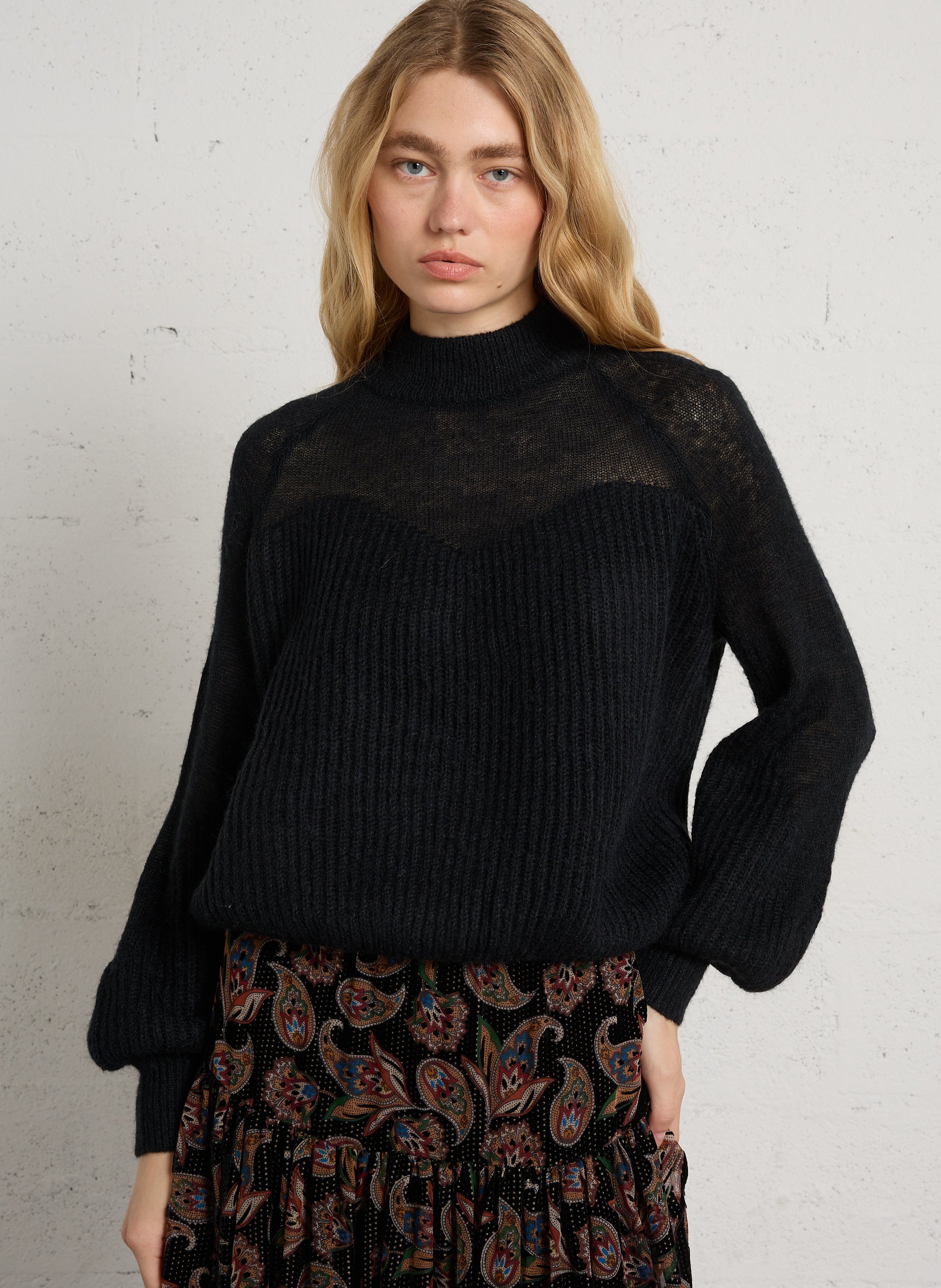 Ronde hals pullover in effen kleur SEE U SOON Zwart