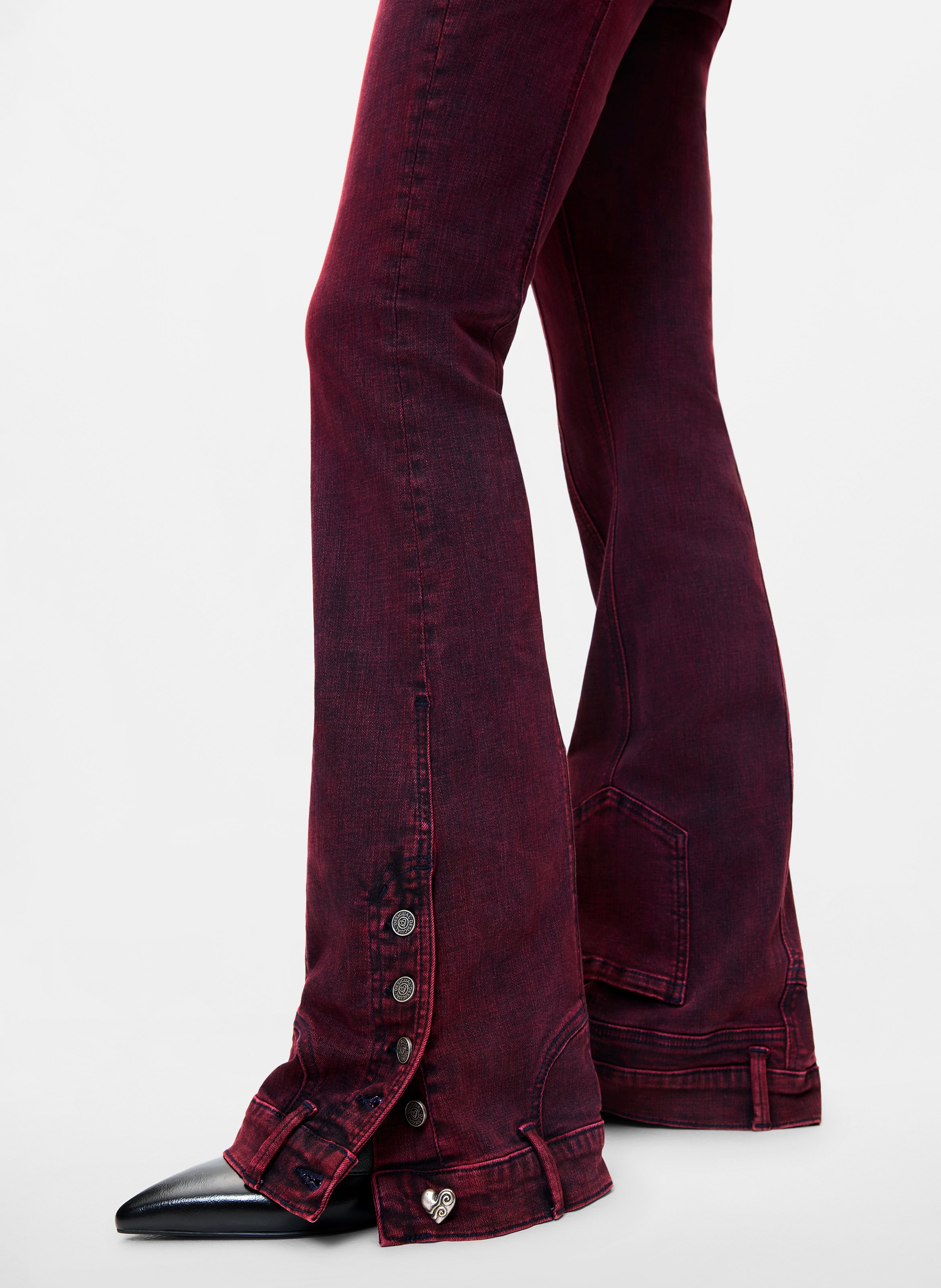 Jean flare taille mi-haute uni DESIGUAL Rouge