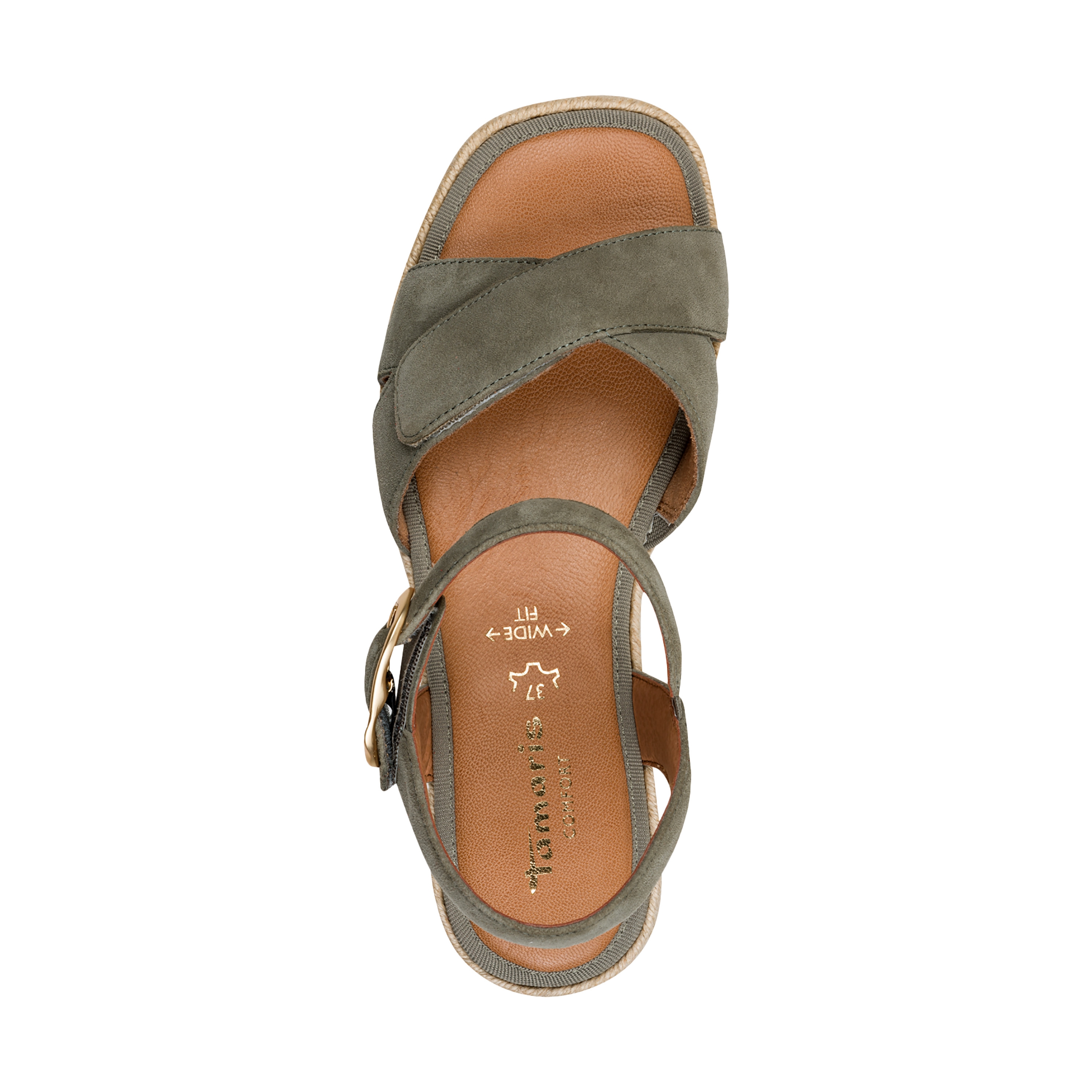 Comfort leather wedge sandals TAMARIS Green