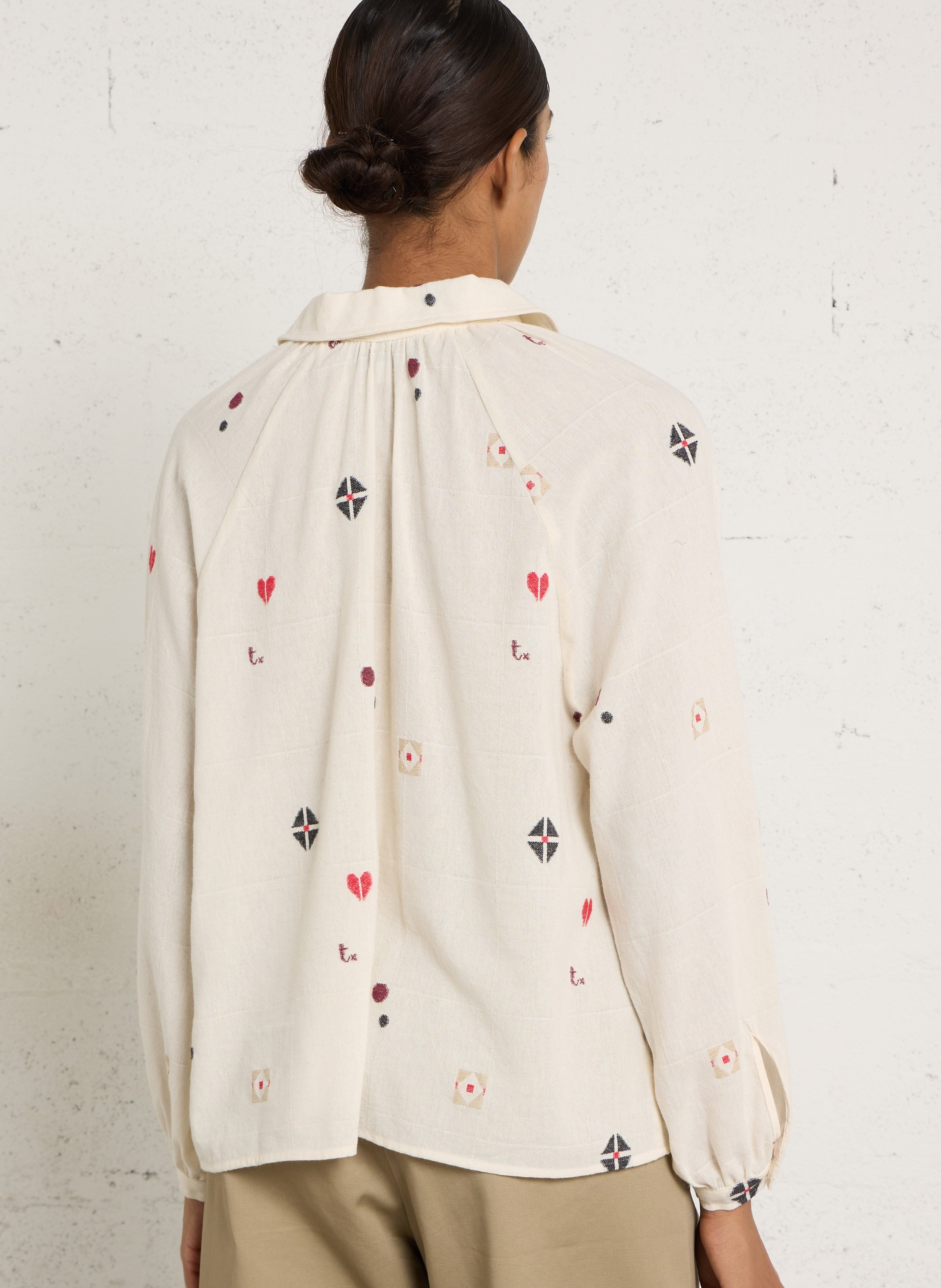Cotton-blend loose-fit blouse TINSELS Beige