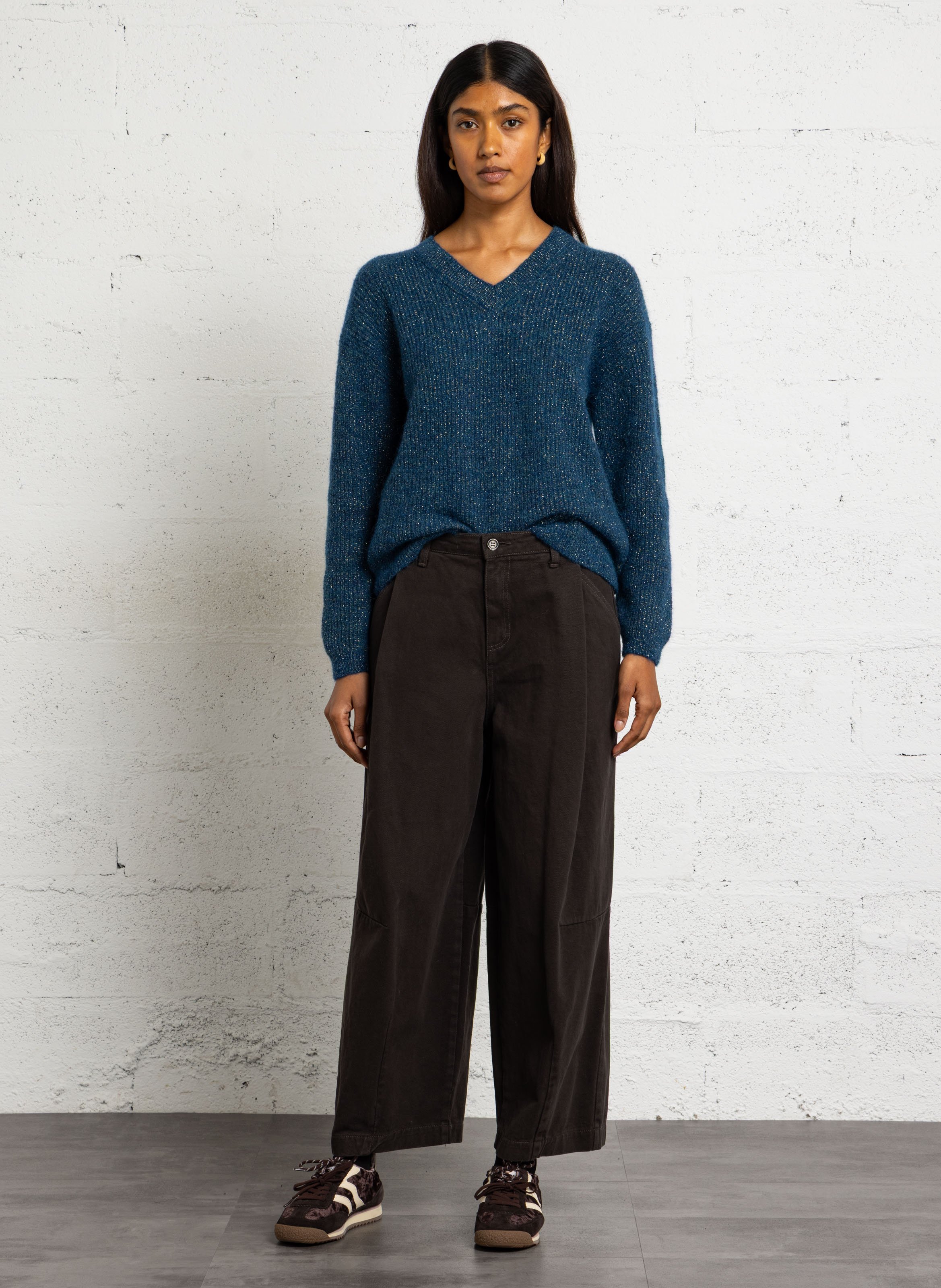 Wide-leg cotton pants PLEASE Brown