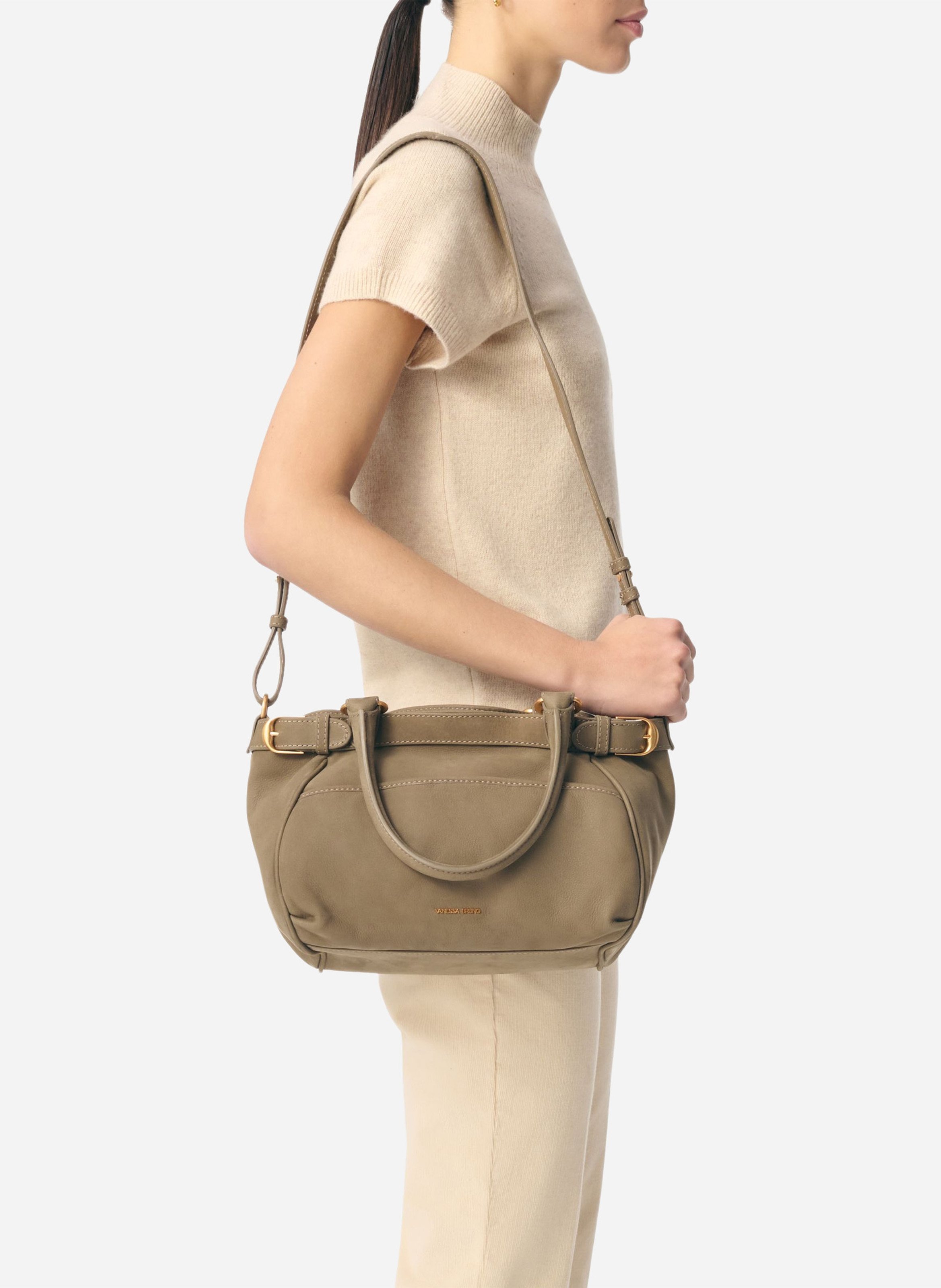 Handtasche aus Leder VANESSA BRUNO Grau