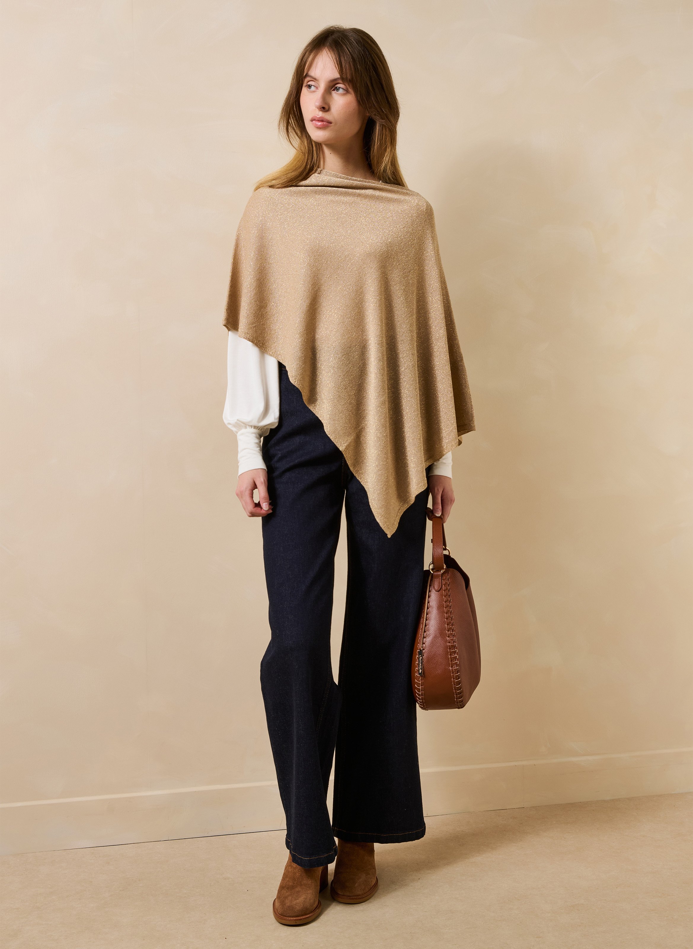 Iridescent poncho LA FEE MARABOUTEE Golden