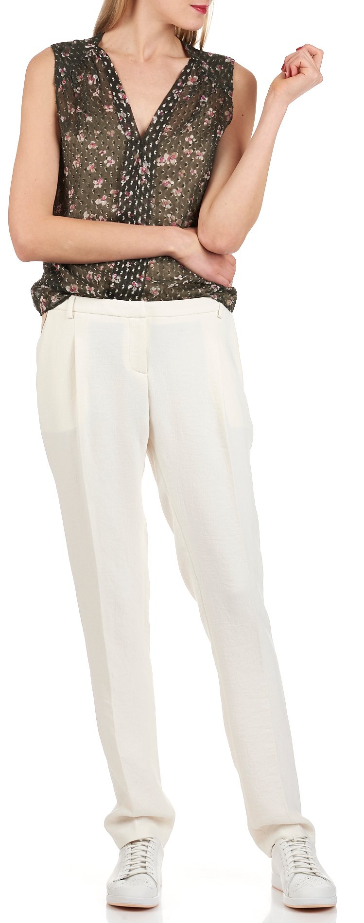 Orly cherry-blossom print dotted Swiss muslin top SWILDENS Brown