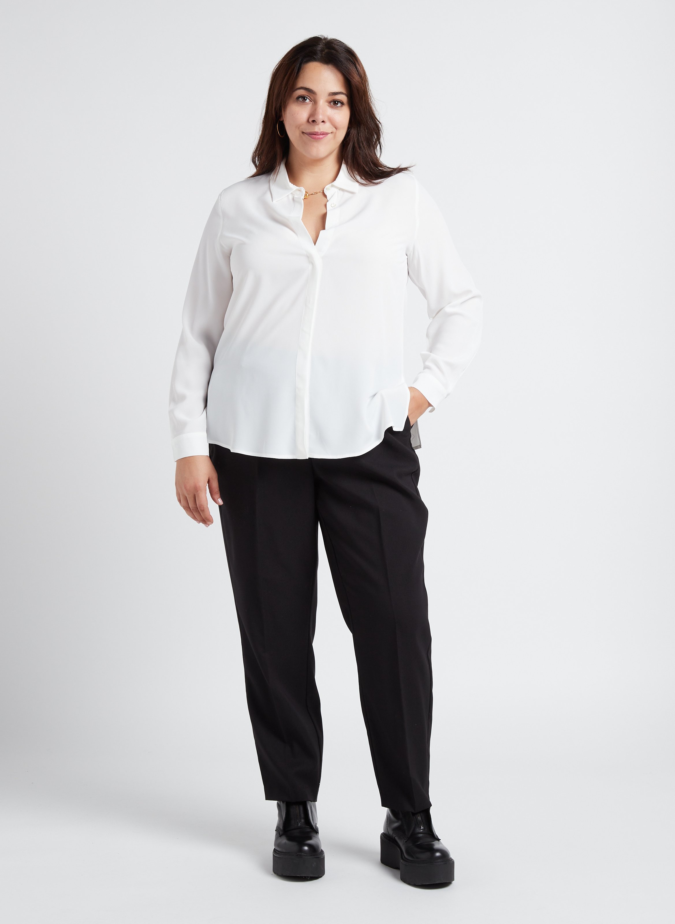 Bluse mit klassischem Kragen PERSONA by Marina Rinaldi Weiss