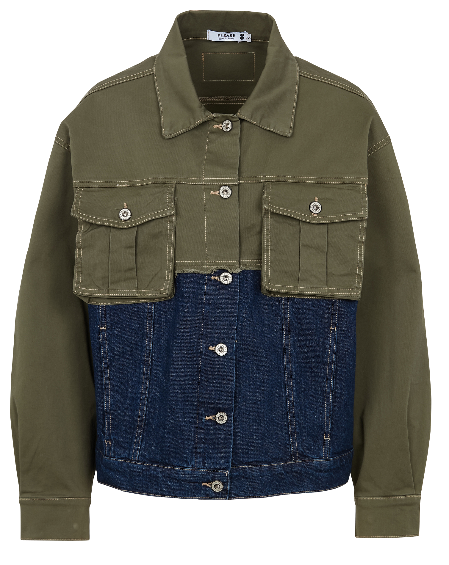 Straight-cut jacket with classic collar PLEASE Green