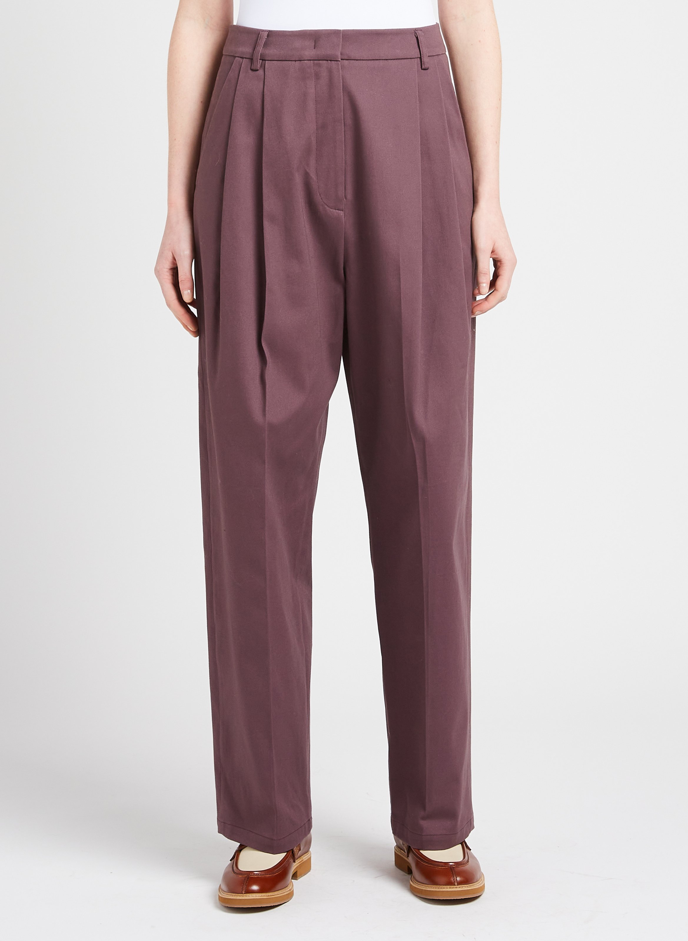 Pantalon large taille haute en coton mélangé ATTIC AND BARN Violet