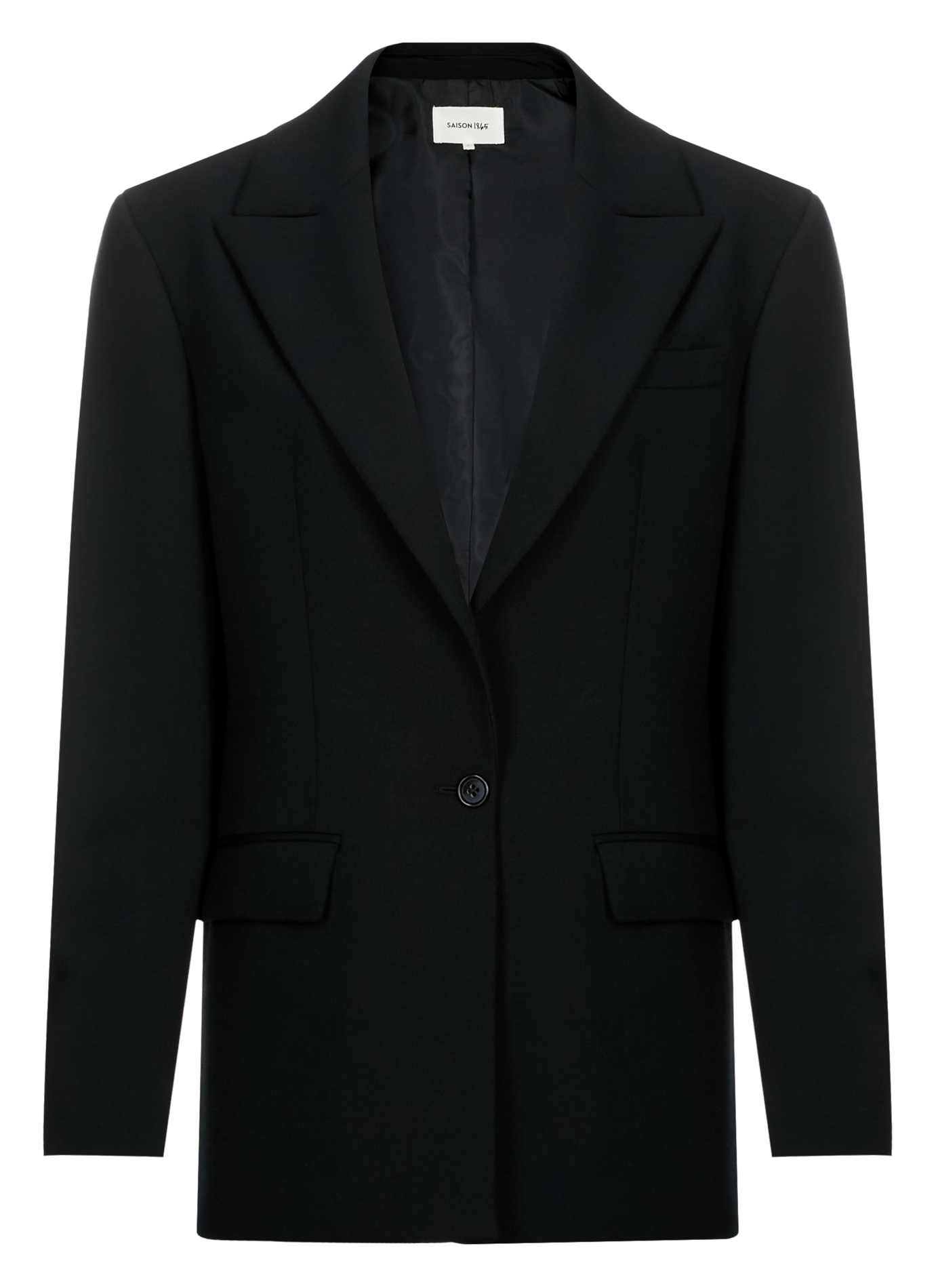 Getailleerde schoudervullende wollen blazer SAISON 1865 Zwart