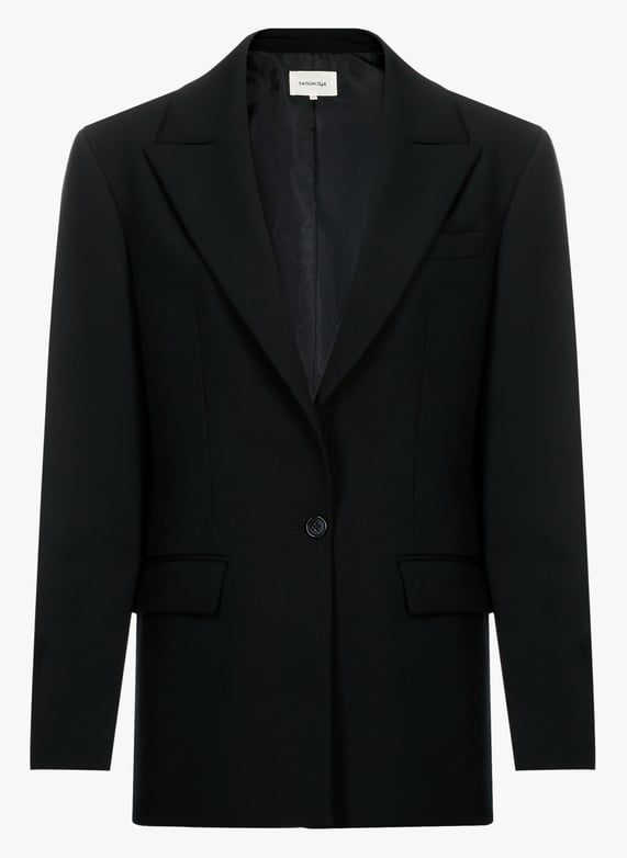 Fitted structured wool blend blazer Black Saison 1865 Women