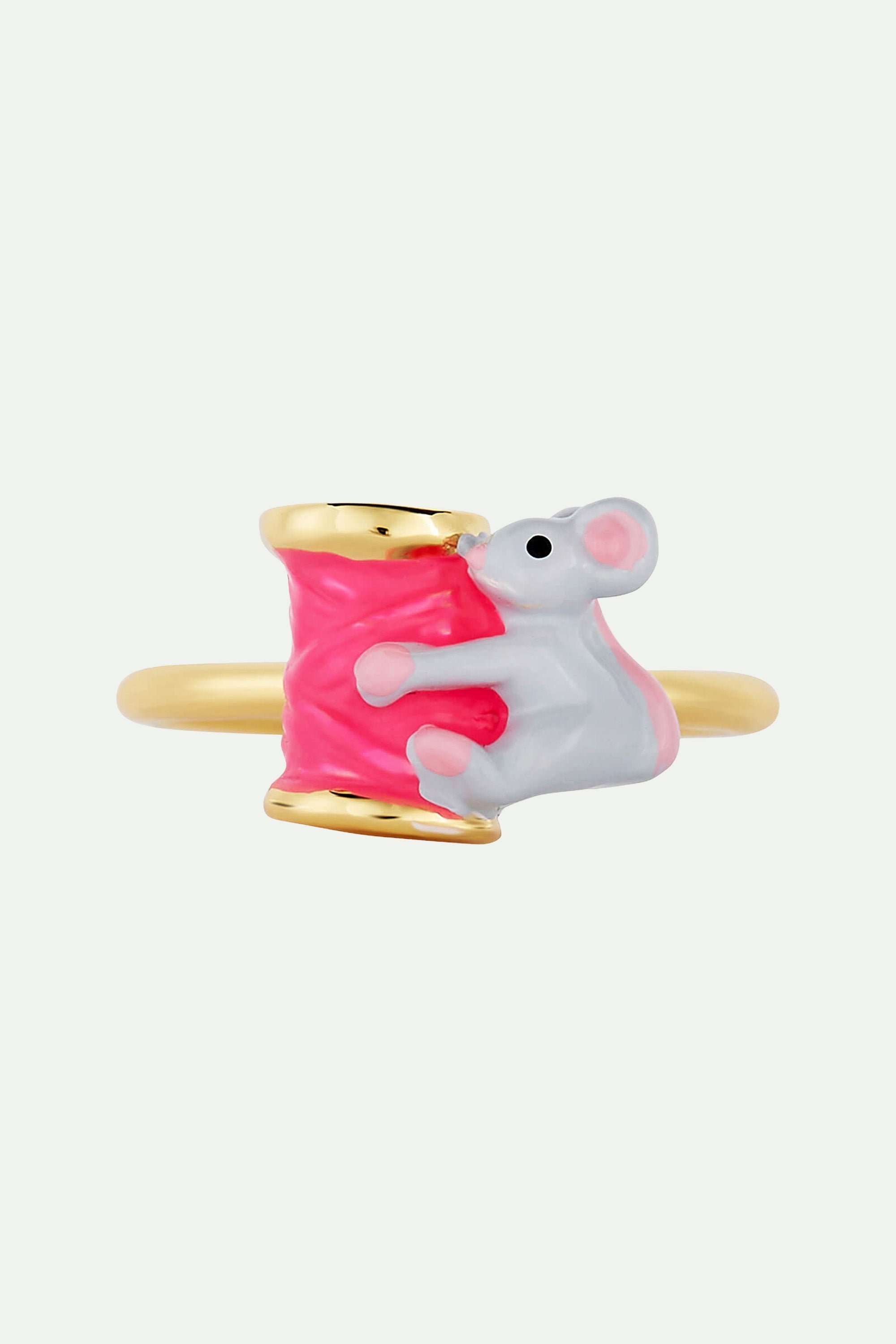 Adjustable ring with mouse and thread spool LES NEREIDES Multicolored