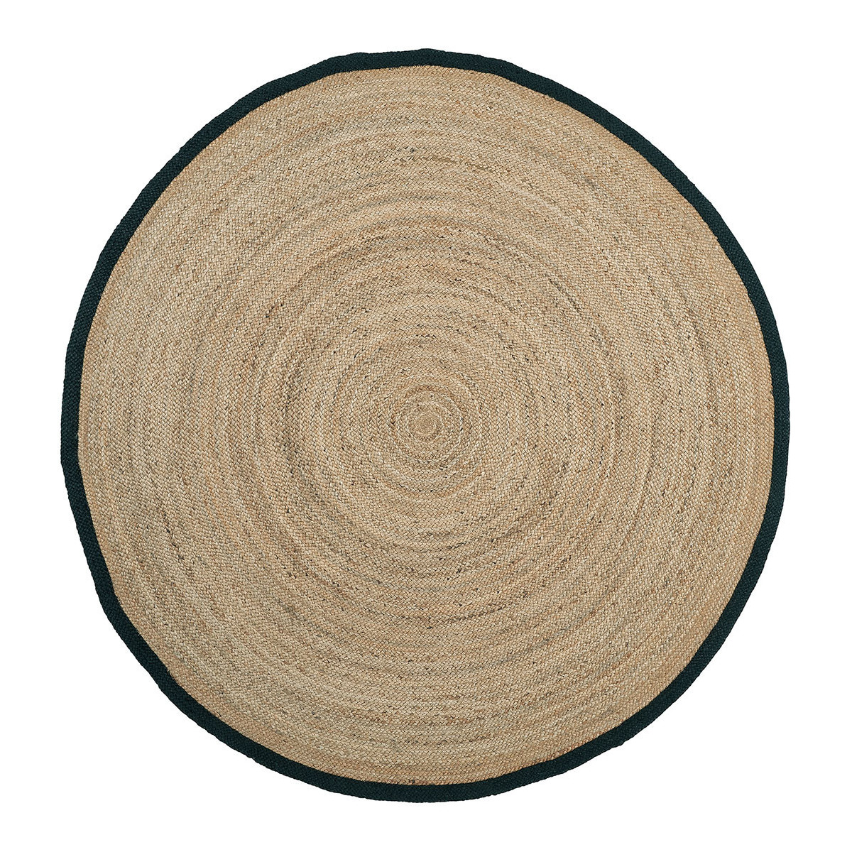 Round jute rug with black hem - Ø 200 cm BLANC D'IVOIRE Beige