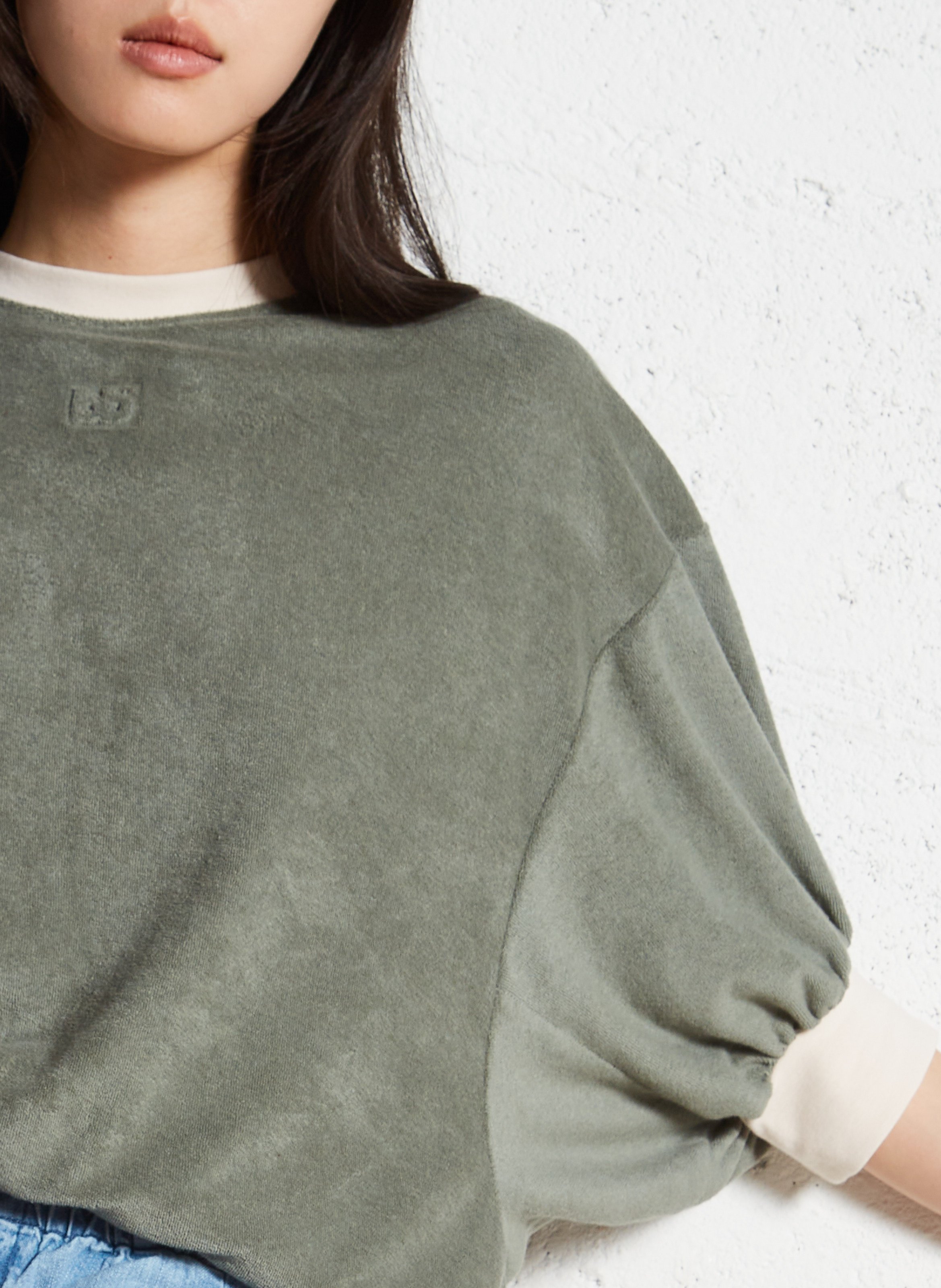 Oversize-Sweatshirt aus Baumwollmischung BELLEROSE Khaki