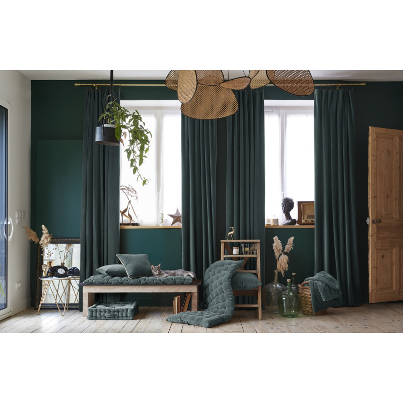 Cotton velvet floor cushion L'EFFET PAPILLON Grey