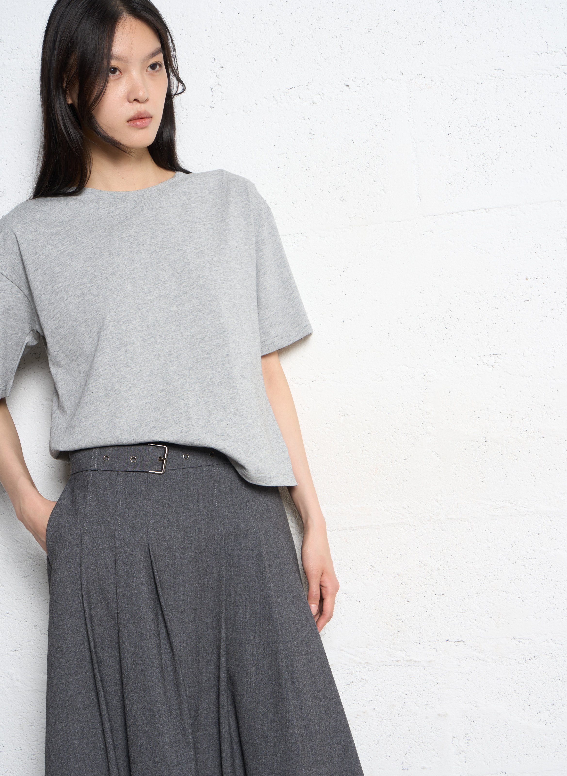 Round-neck organic cotton T-shirt SUNCOO Grey