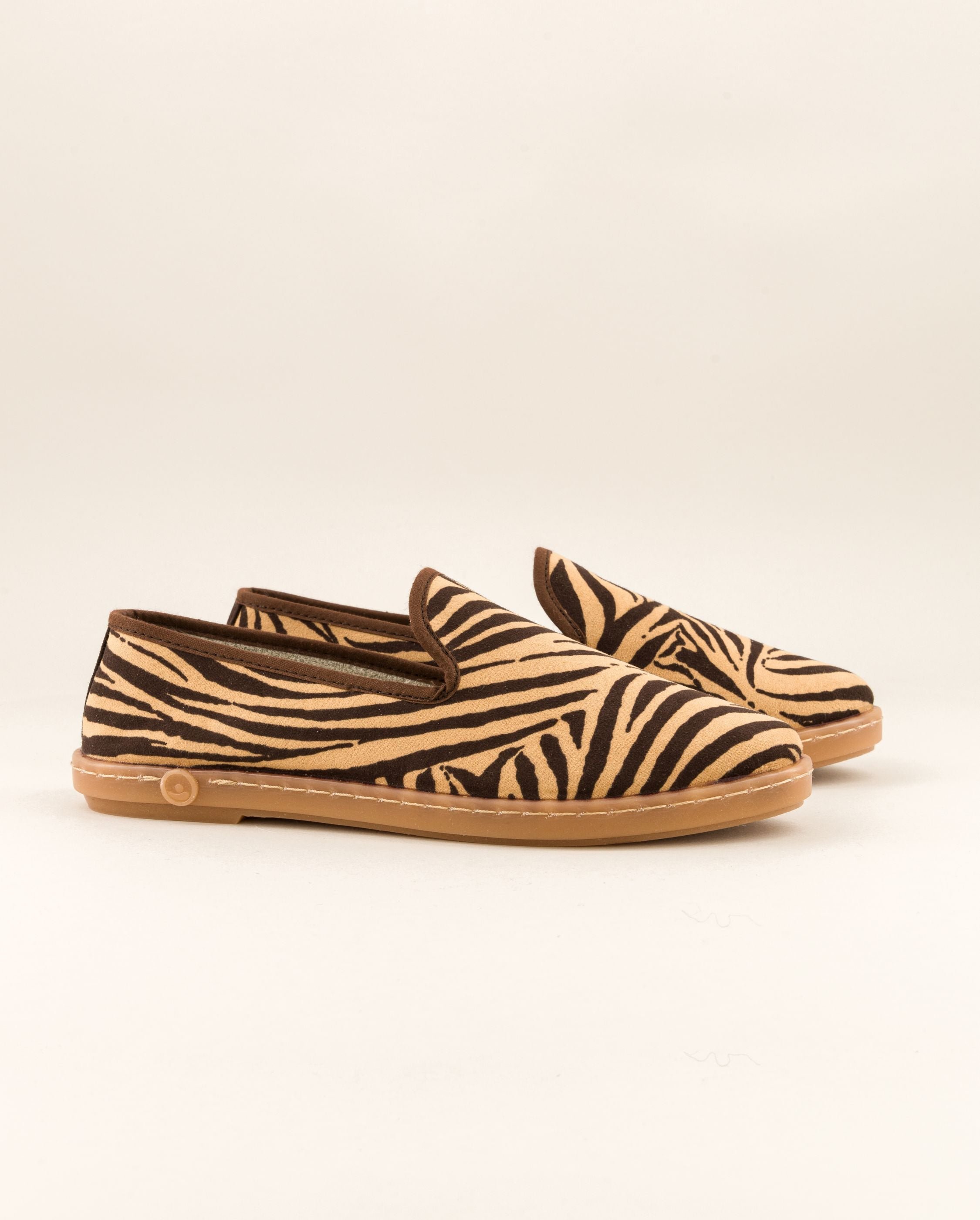 Women's zebra print faux suede slipper ANGARDE Brown