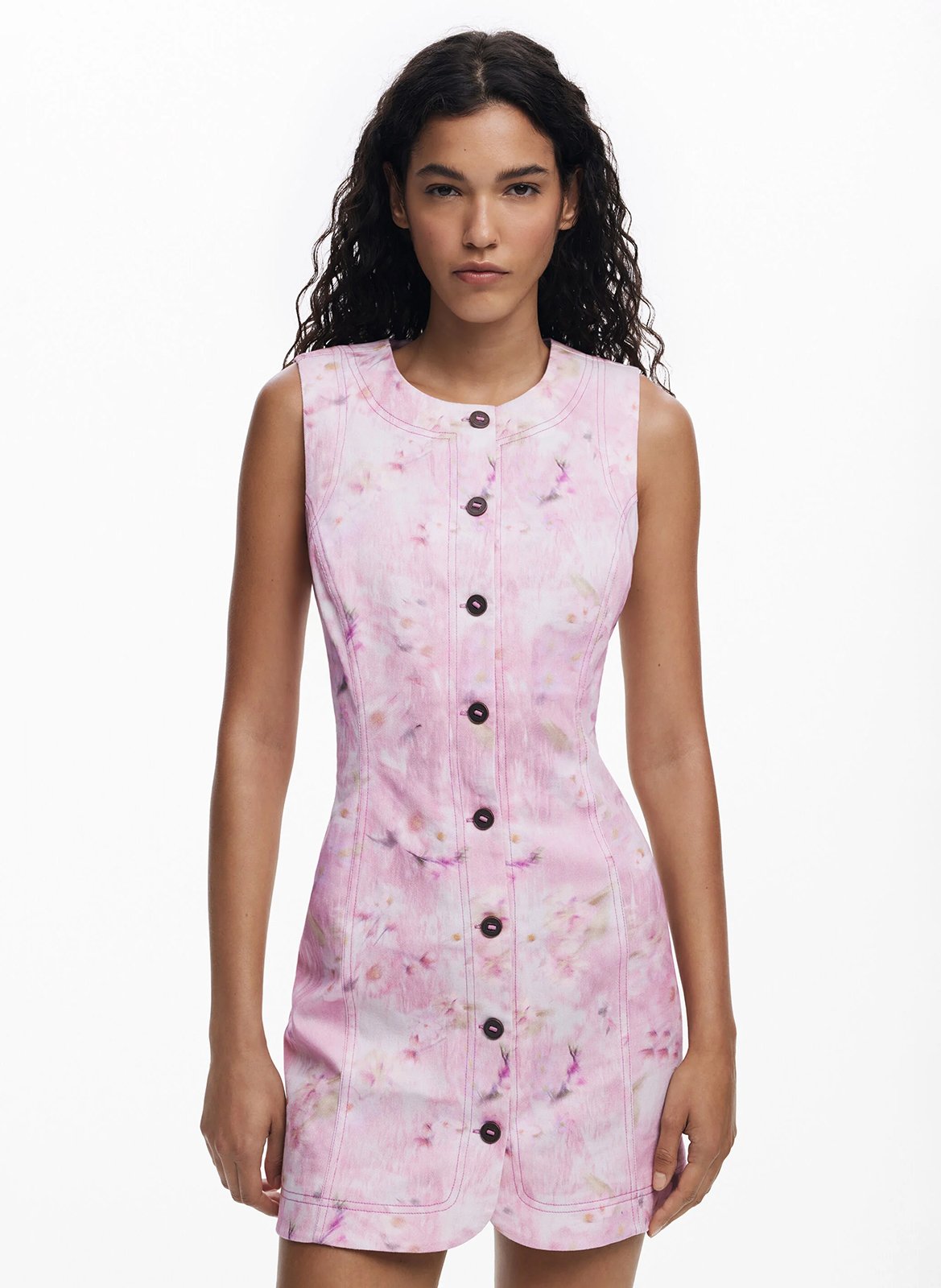 Robe courte col rond en coton mélangé DESIGUAL Rouge