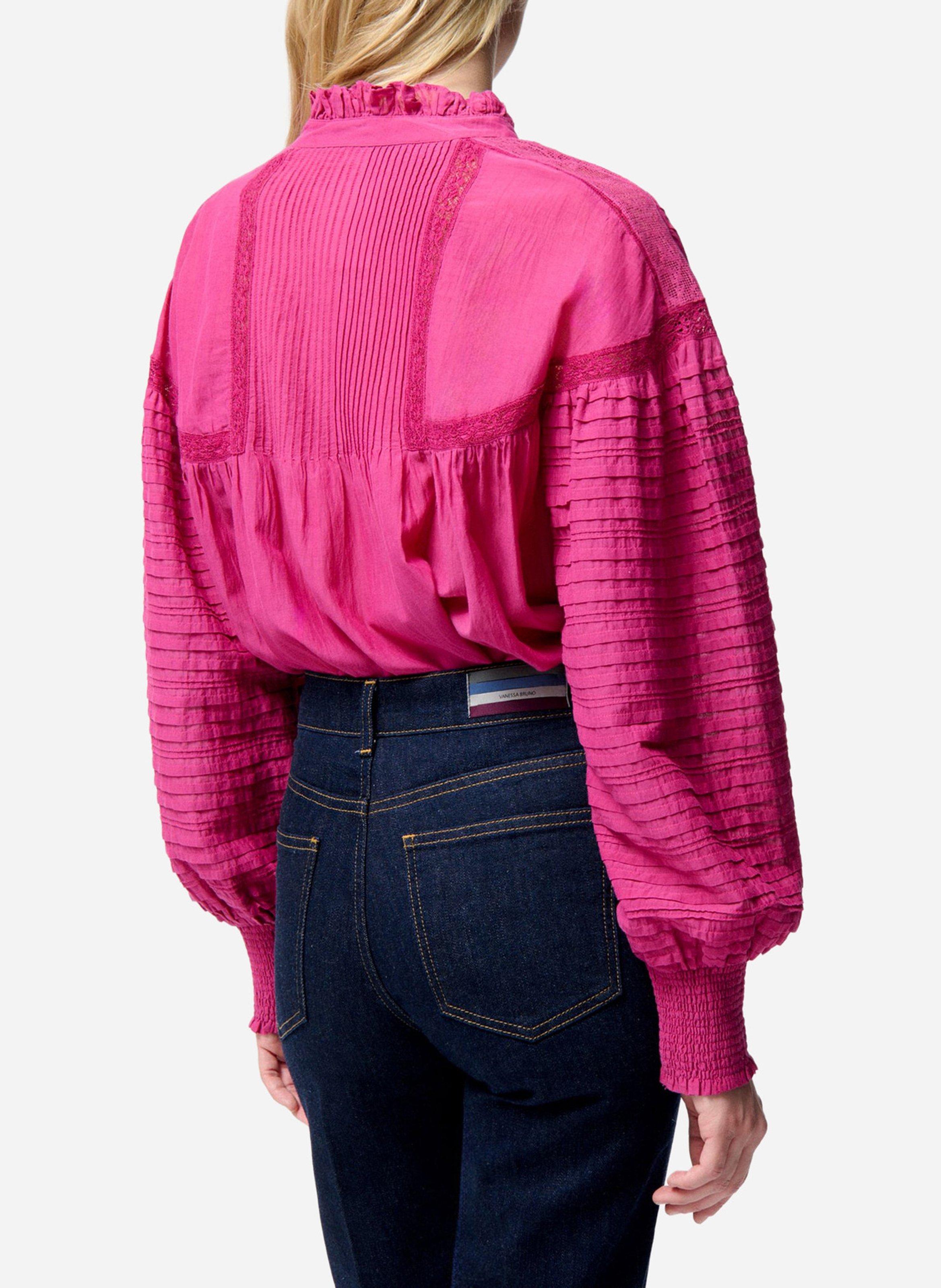 Straight Victorian collar blouse in blended cotton VANESSA BRUNO Pink