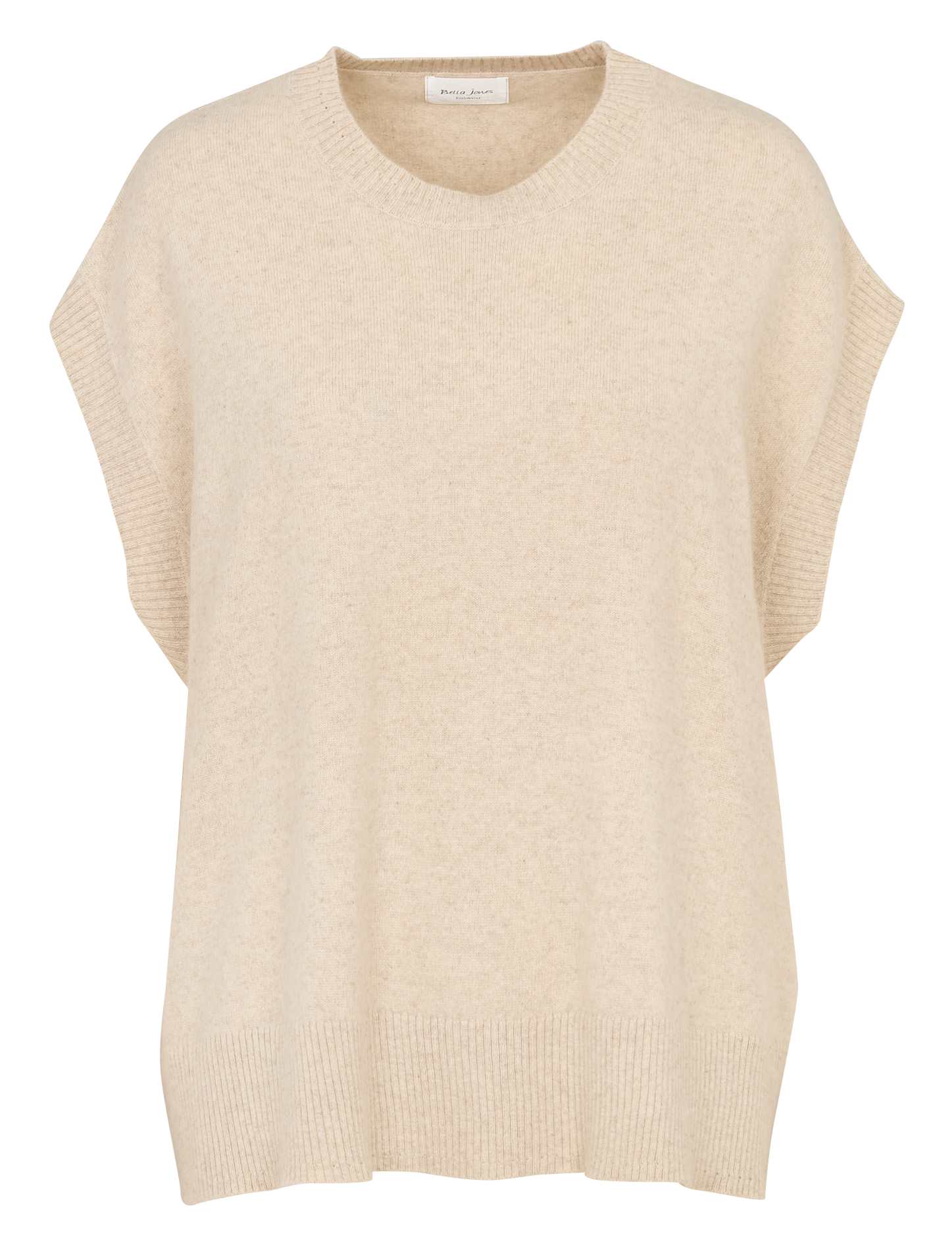 Round neck wool blend cape BELLA JONES Beige