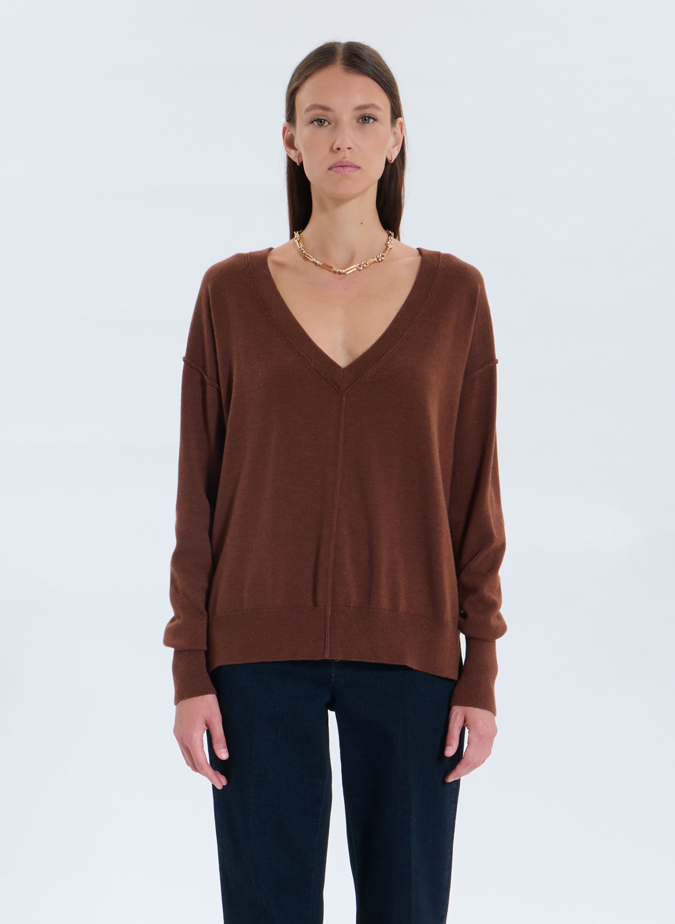 Fitted V-neck sweater ZAPA