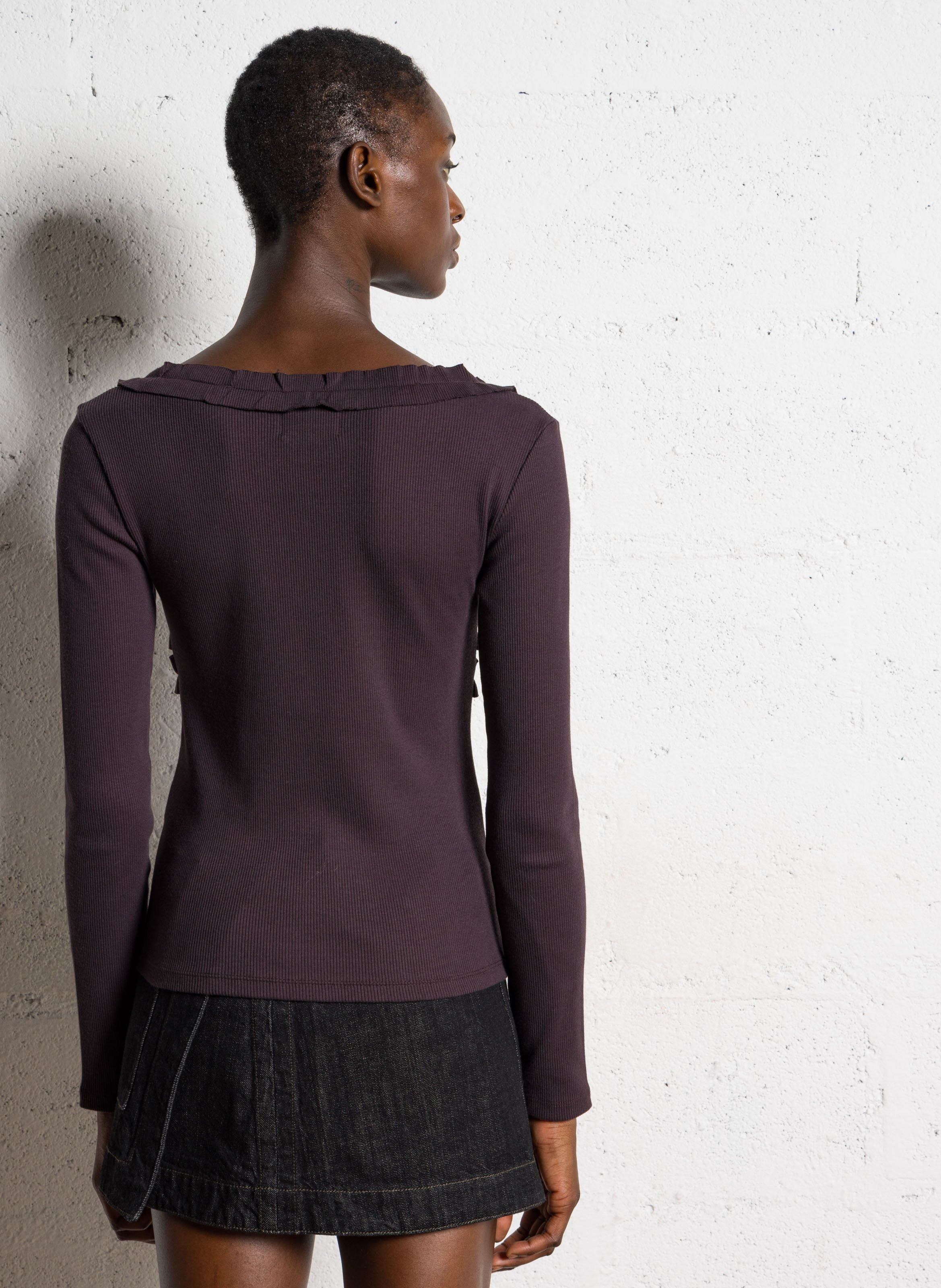 Pull col rond en coton bio mélangé  DAMSON MADDER Marron