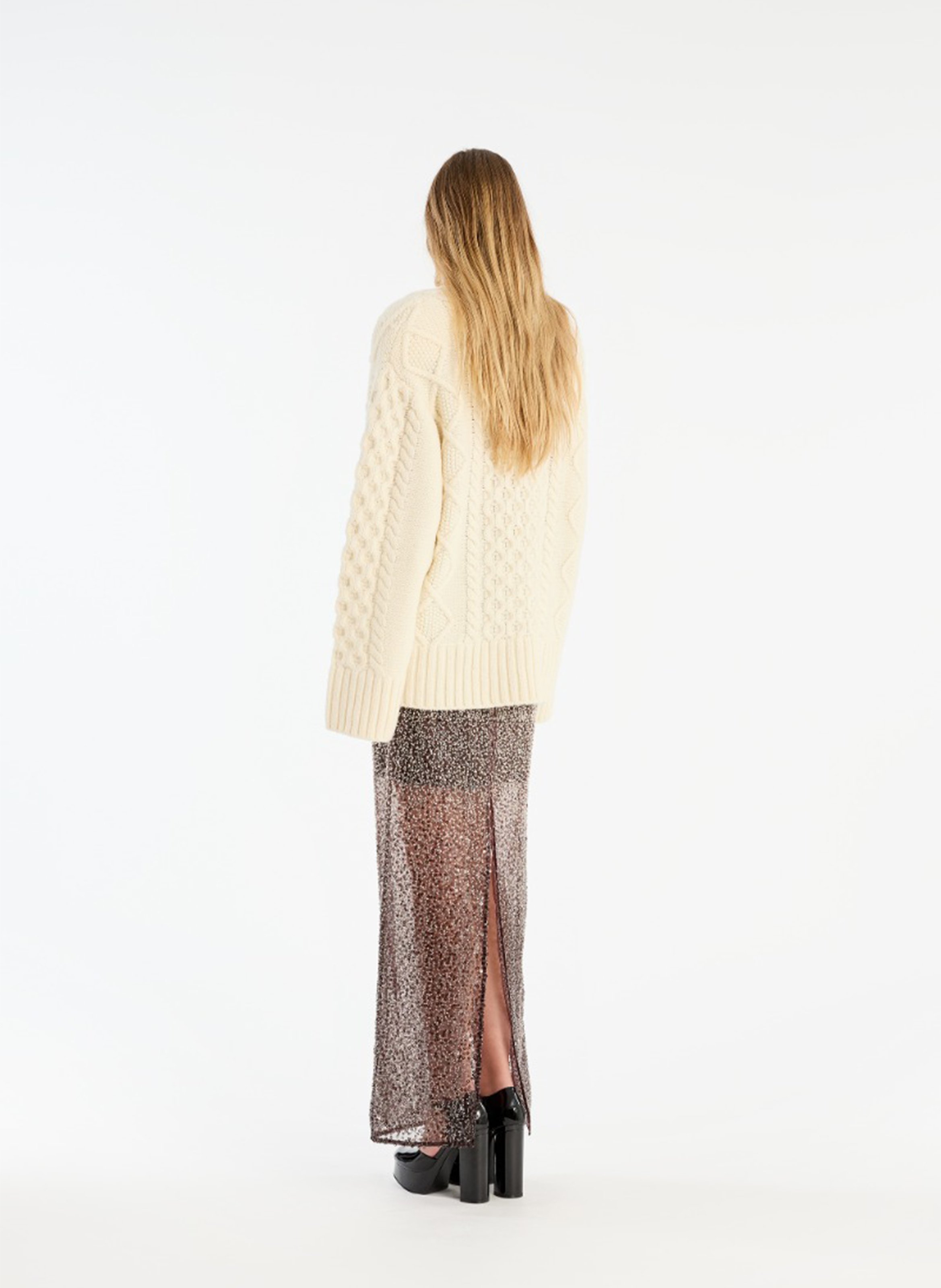 Long skirt embellished with pearls ROTATE Brown
