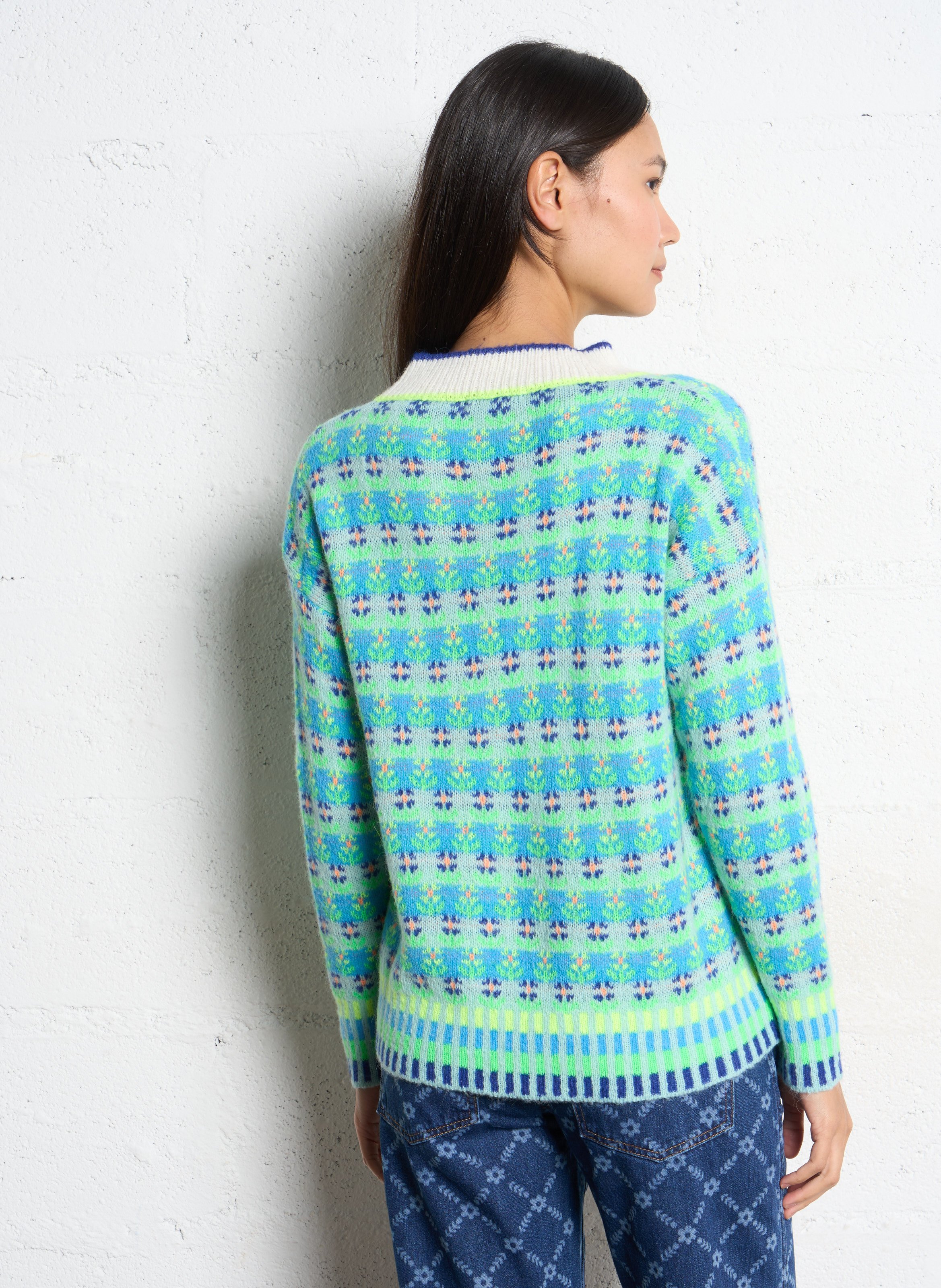 Pull oversize col rond DR BLOOM Bleu