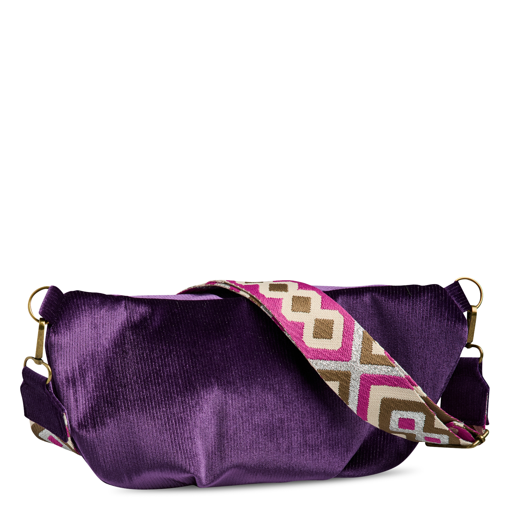 Printed canvas waist bag PIECES Purple