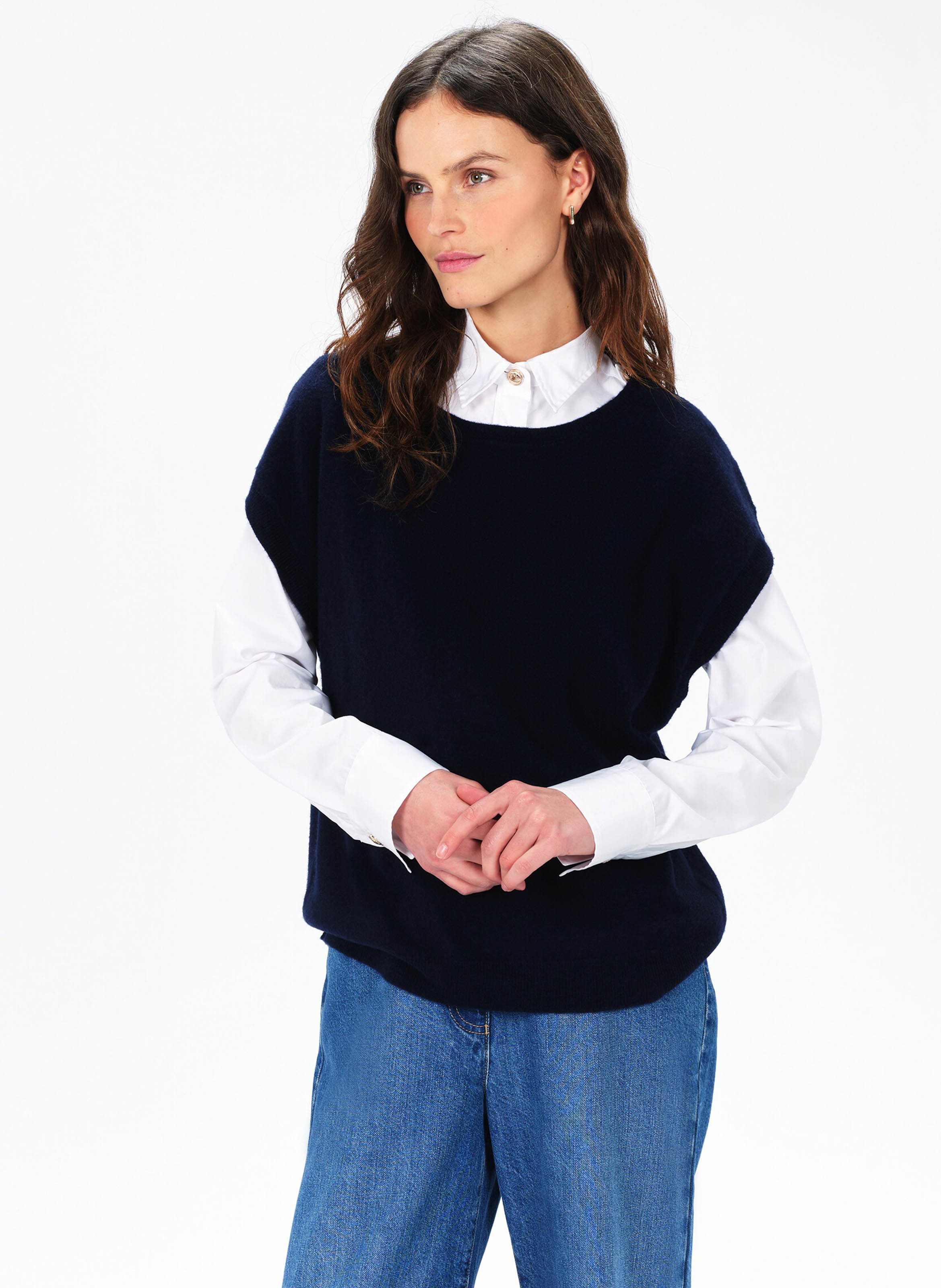 Round-neck wool sweater CAROLL Blue