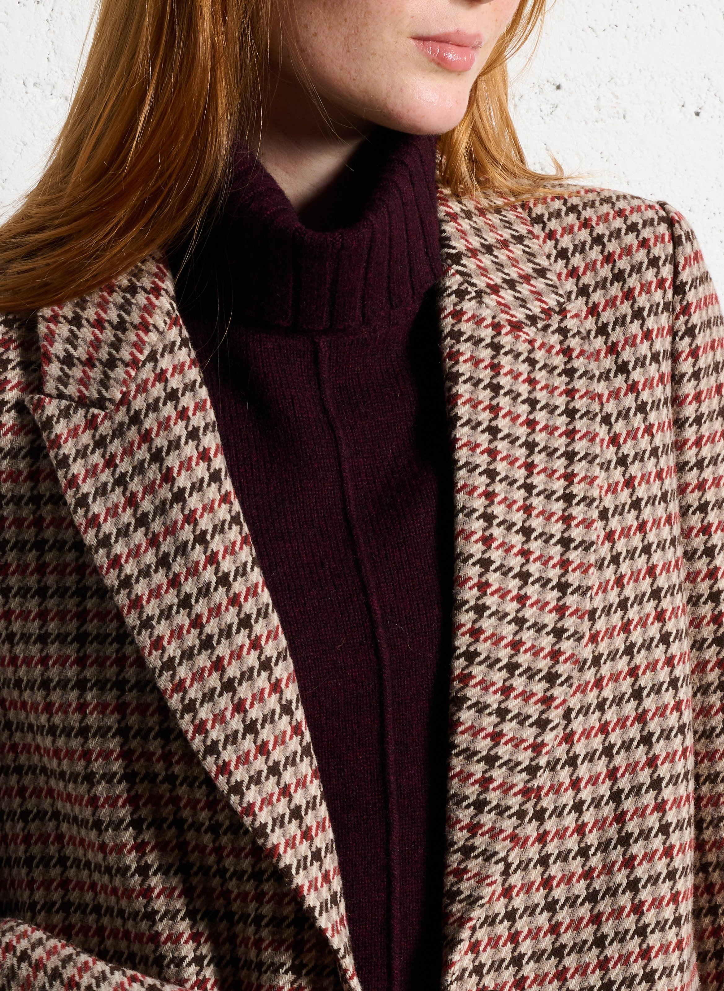 Veste de tailleur pied de poule SUD EXPRESS Rouge