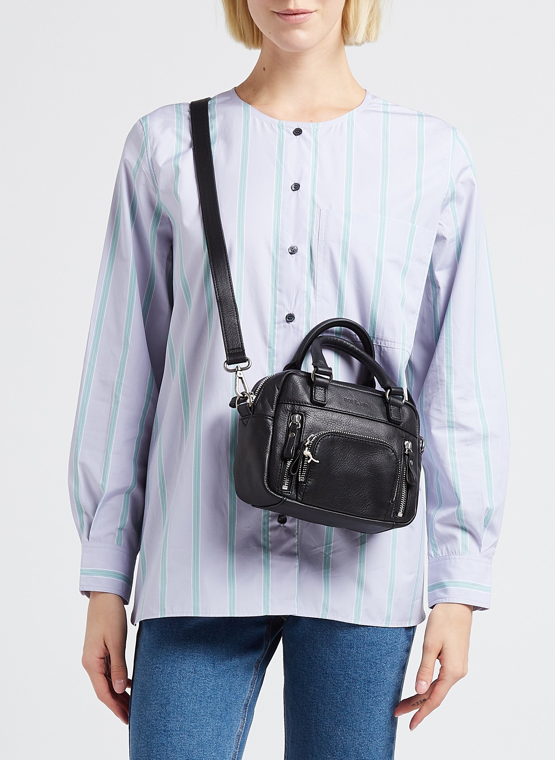 Multi-pocket mini leather handbag NAT & NIN Black