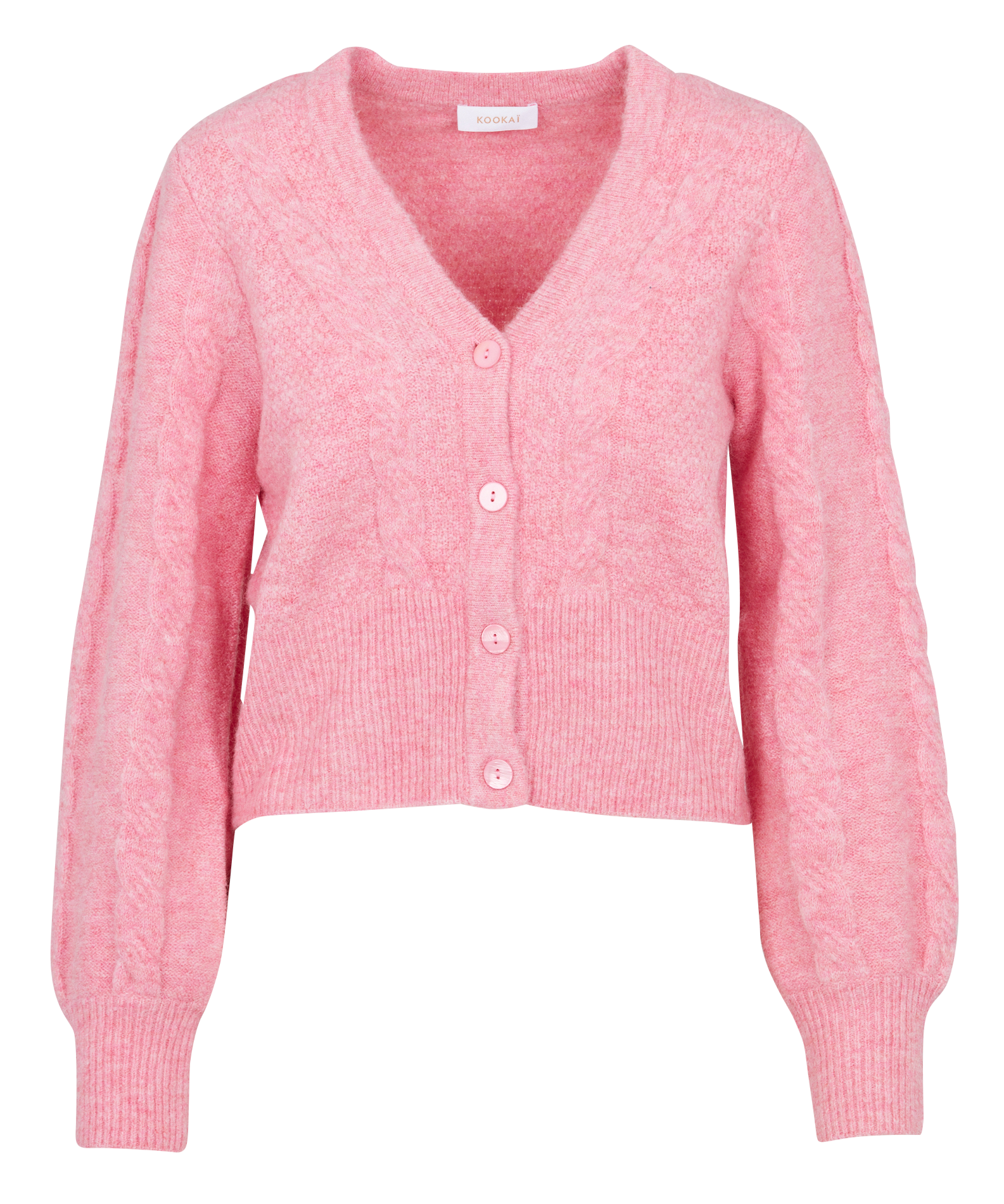 Gilet court ajusté col v en maille torsadée KOOKAI