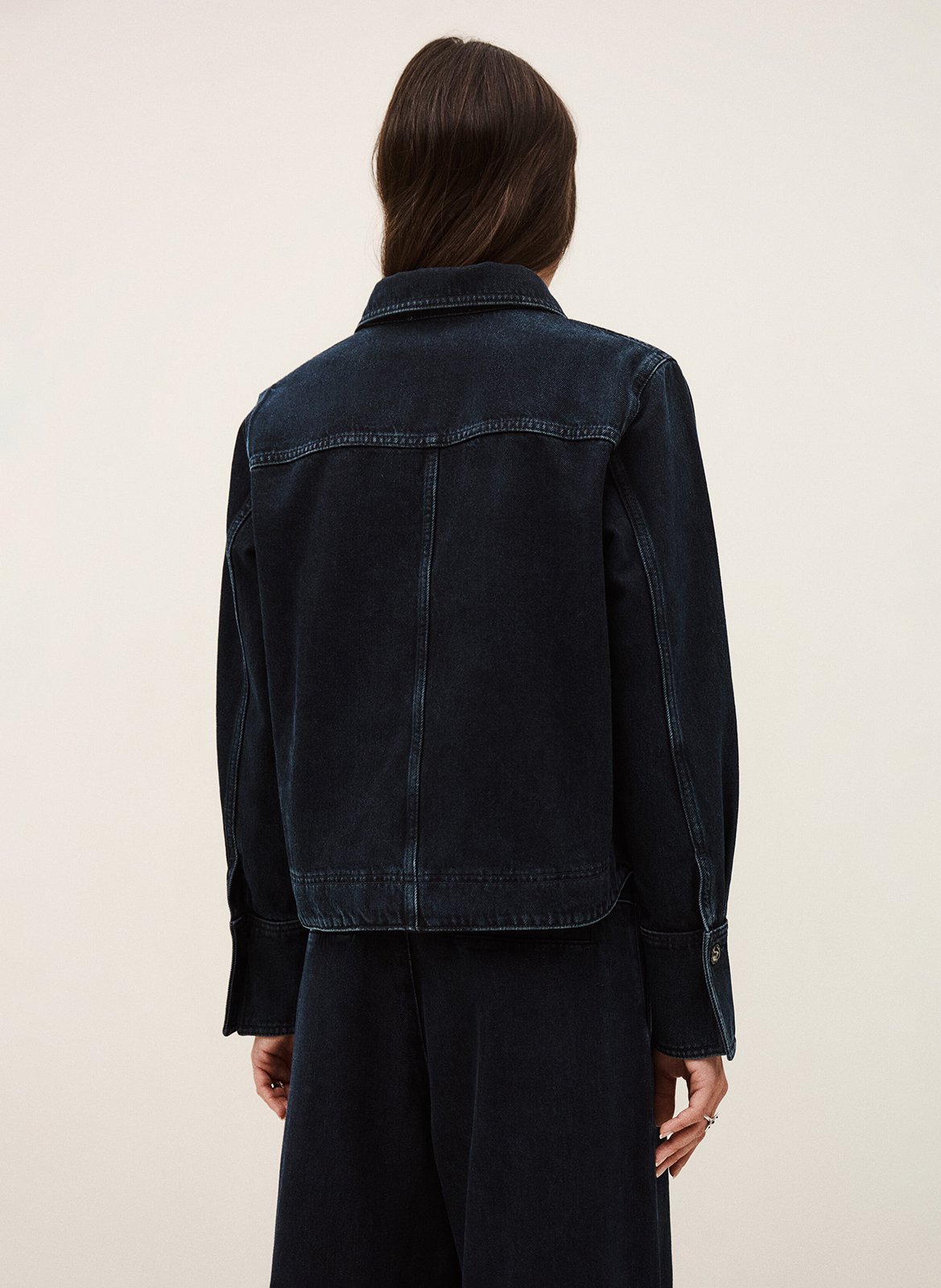 Rechte katoenen top met klassieke kraag BA&SH Blauw