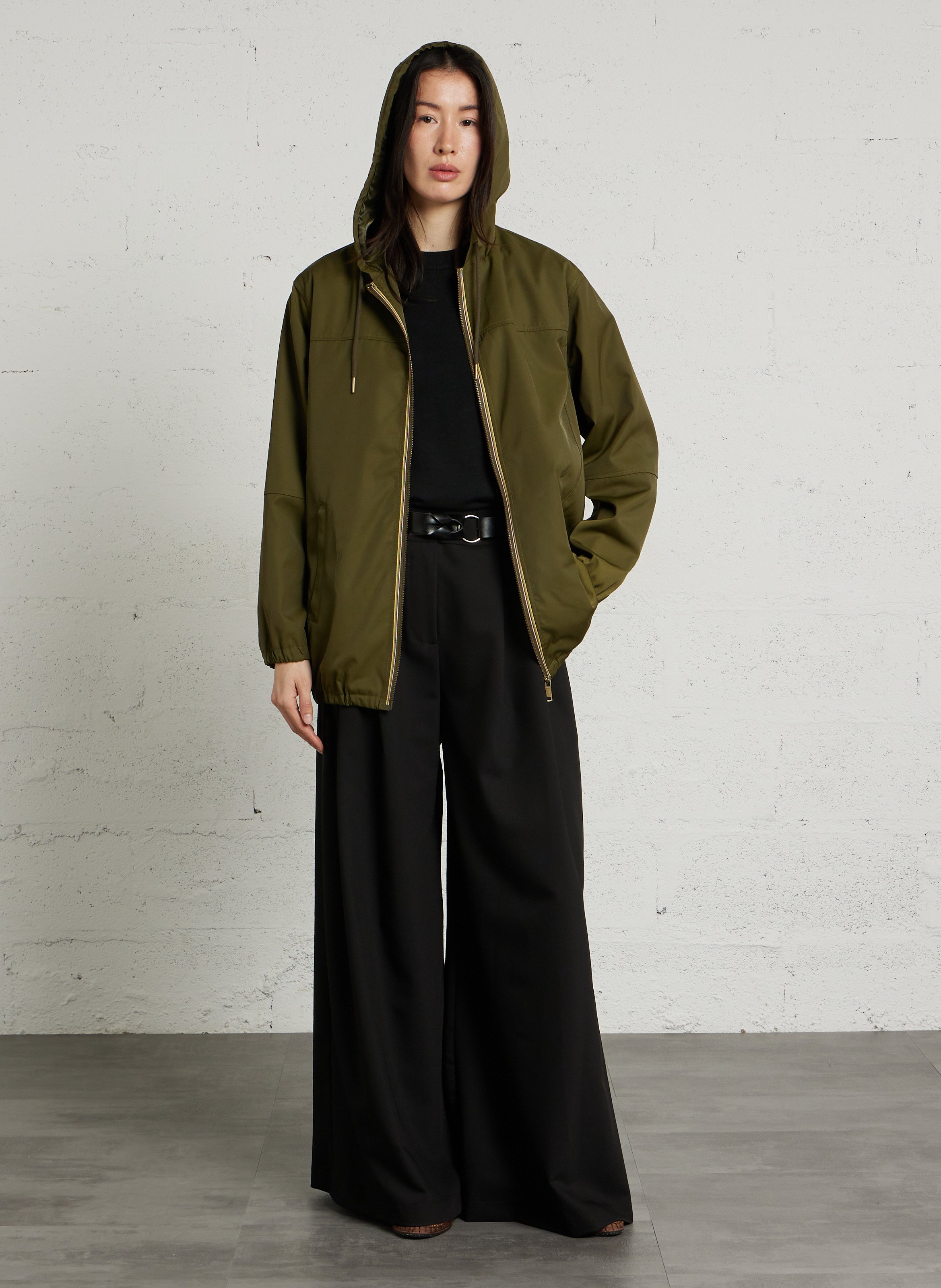 Parka mit geradem Schnitt und Rundhalsausschnitt mit Kapuze MAISON 123 Khaki