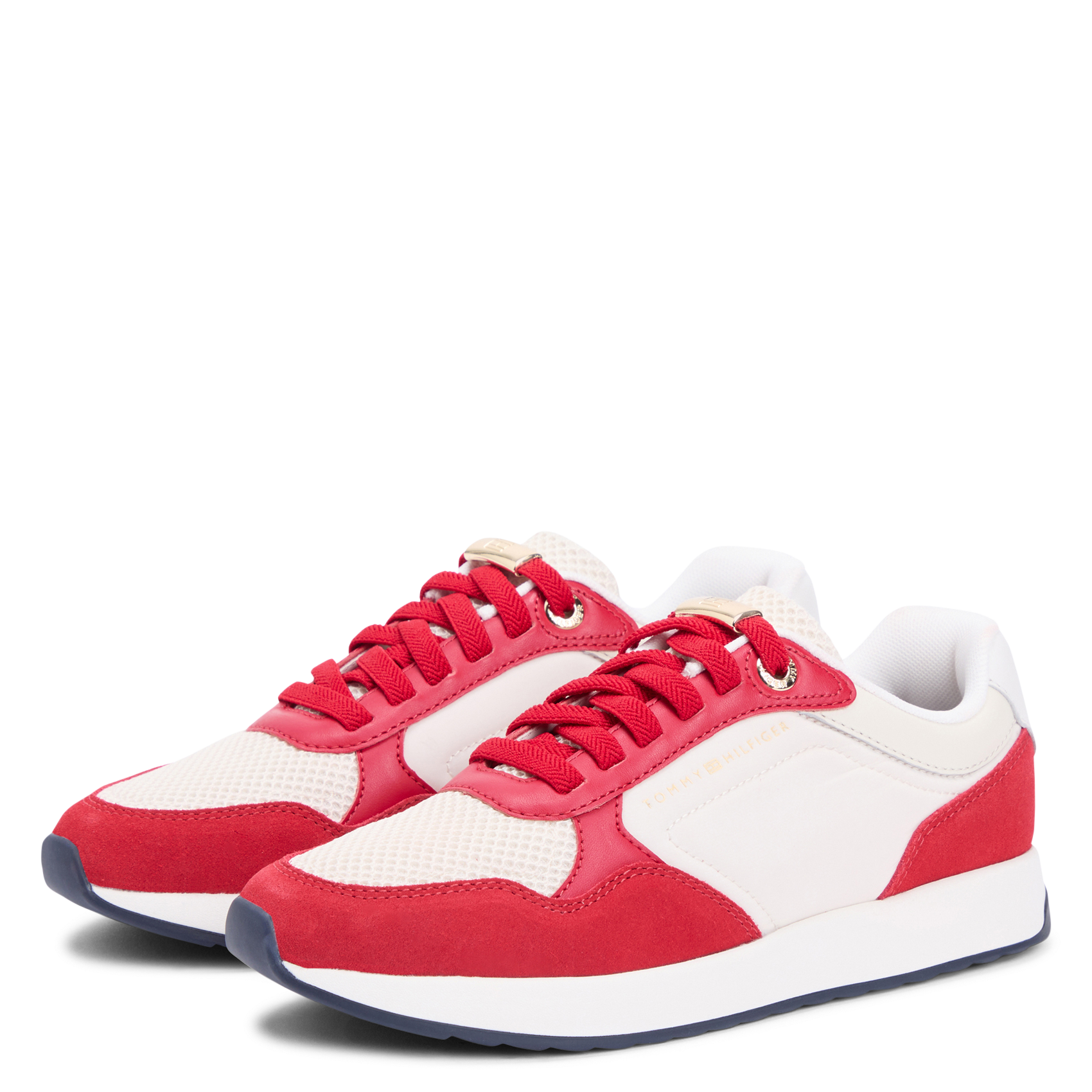 Lace-up leather low-top sneakers TOMMY HILFIGER Red