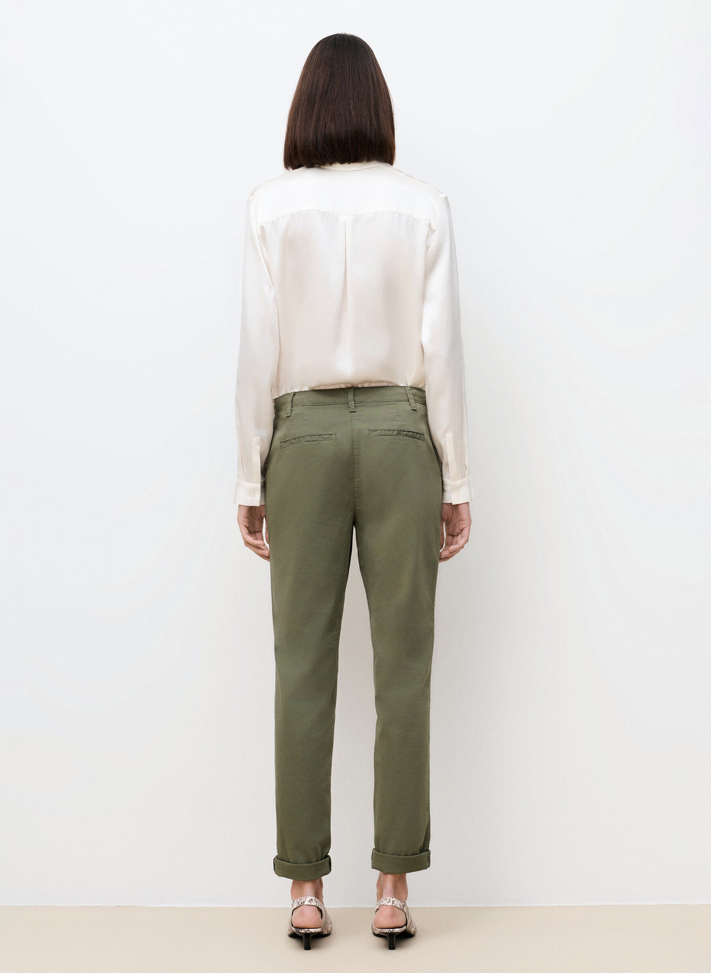 Pantalon chino en coton mélangé  CAROLL Vert