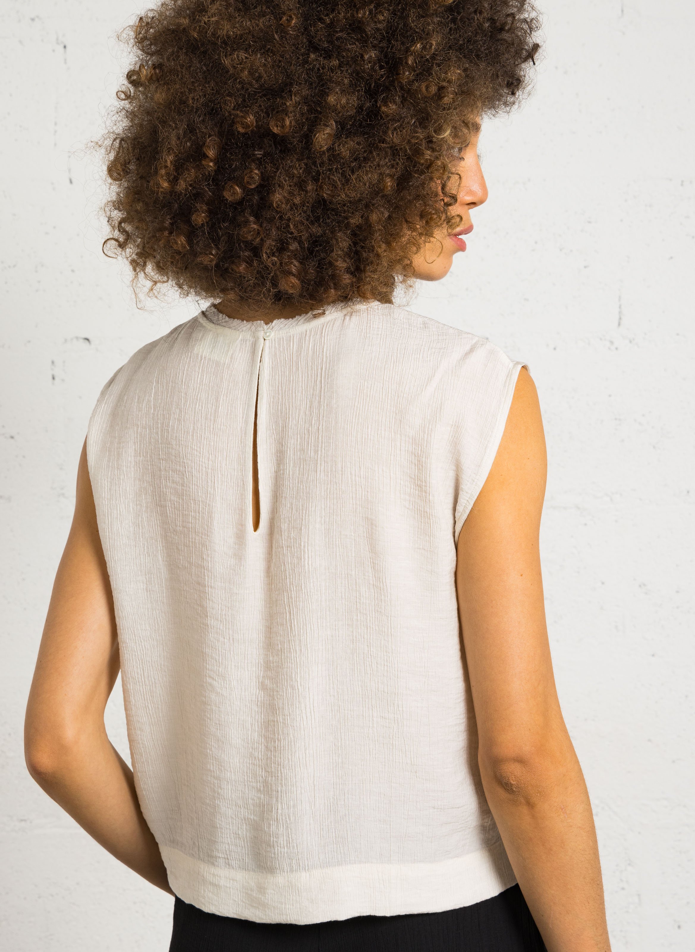 Ärmelloses, weit geschnittenes Top in Uni-Farbe HARTFORD Beige