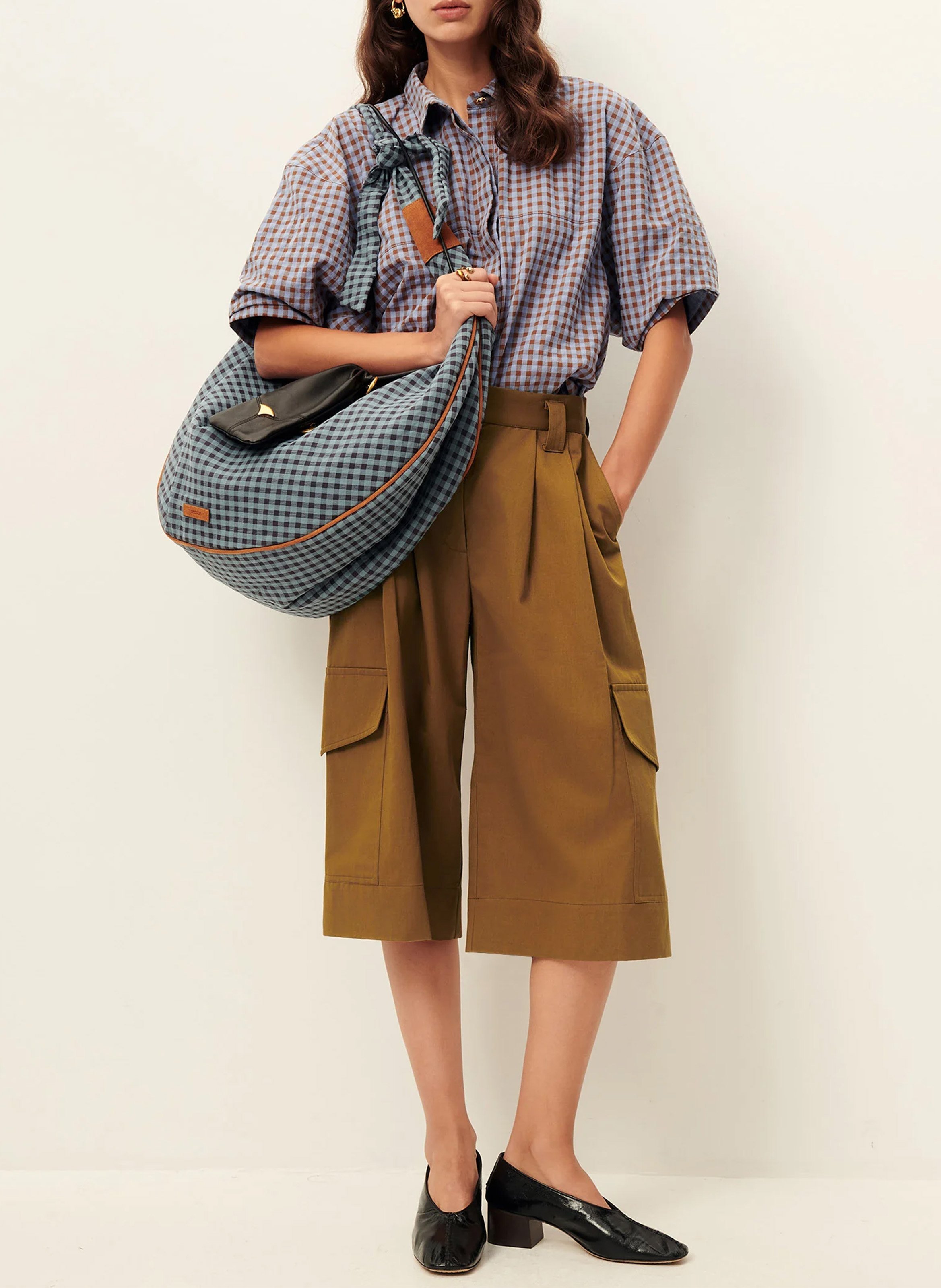 Bermuda large en coton mélangé SESSUN Marron