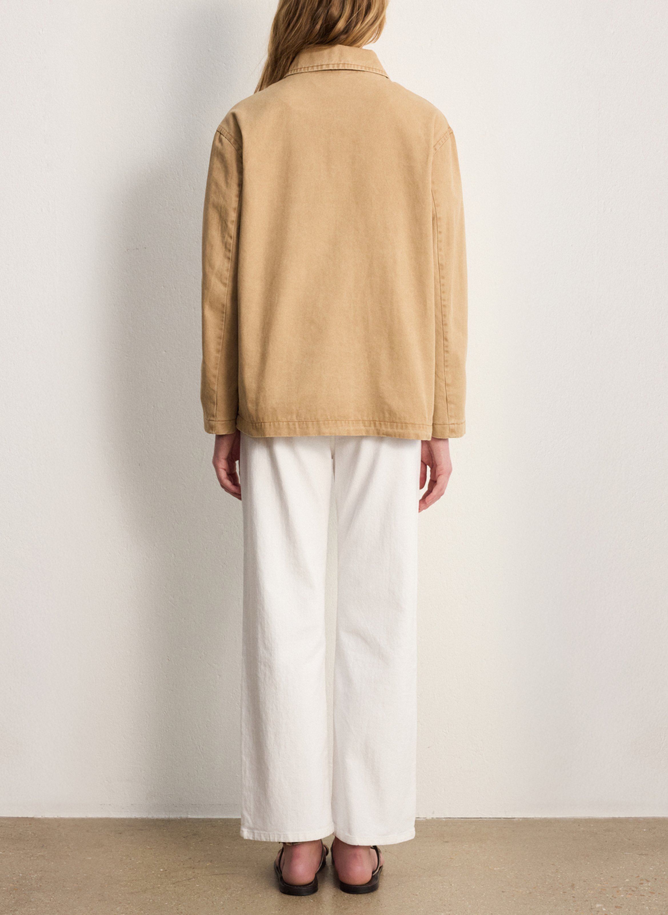 Veste droite col classique en coton PABLO Beige