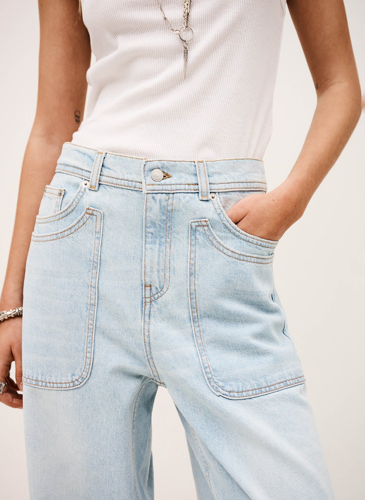 Eco-responsible high-rise wide-leg jeans BA&SH Blue