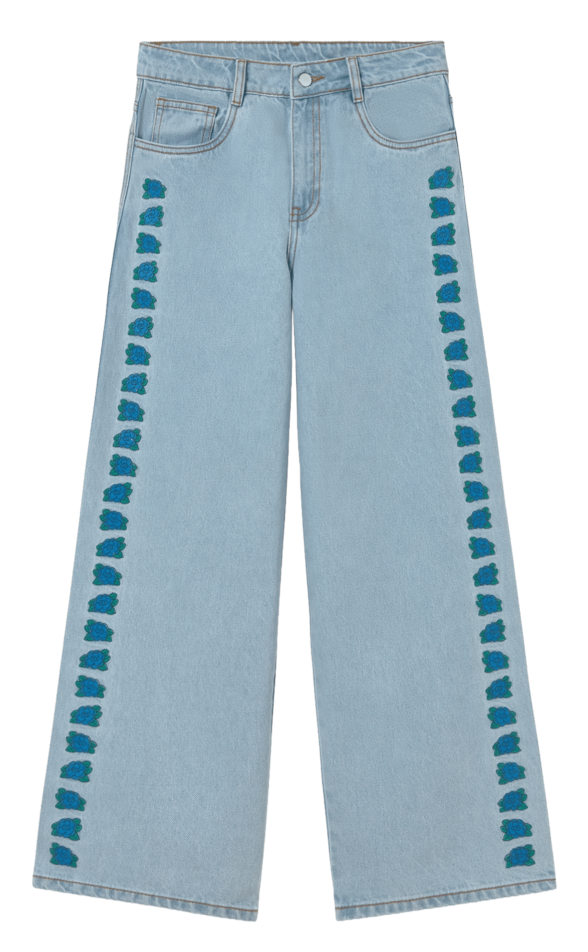 Jean large brodé THE TINY BIG SISTER Bleu