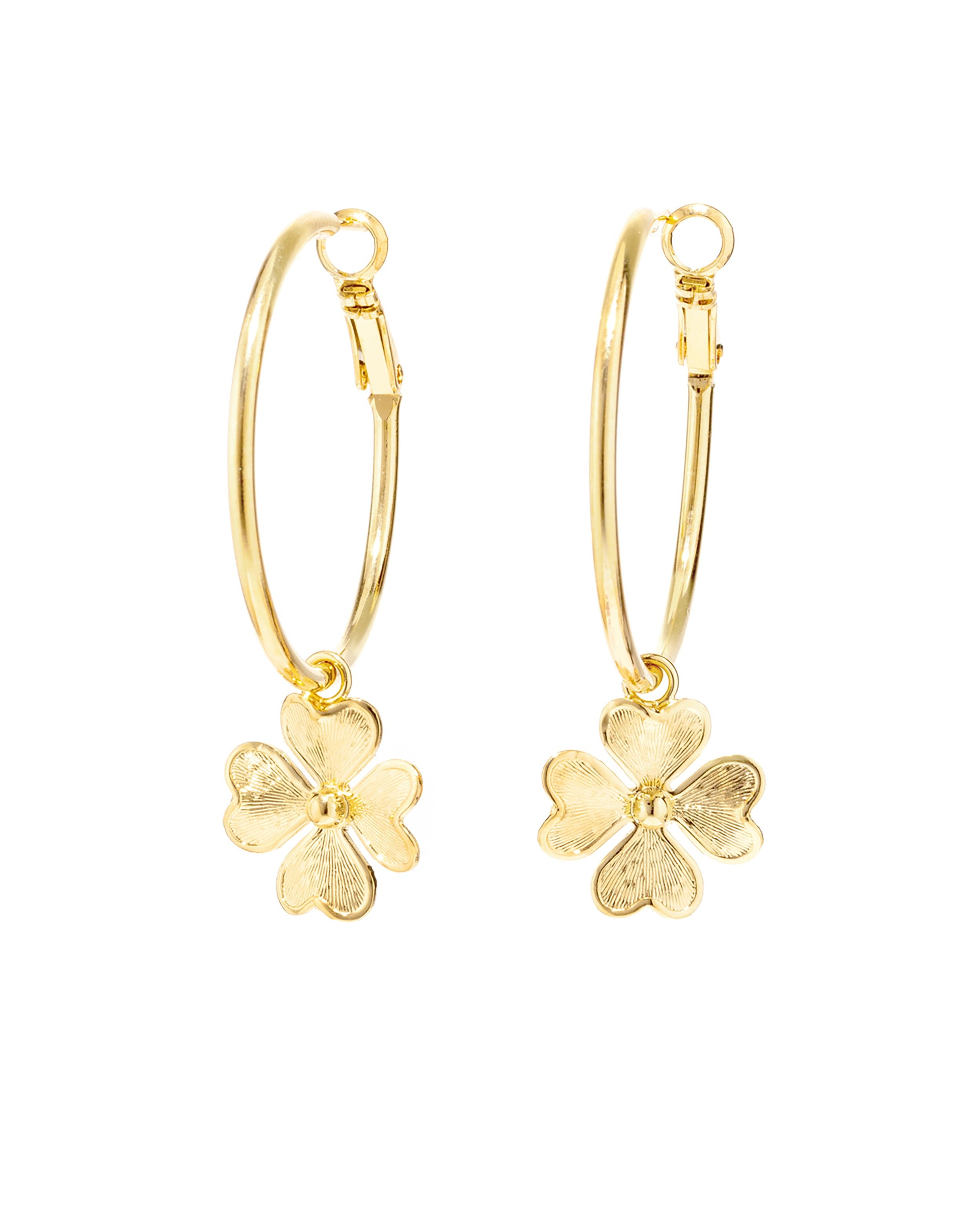 Small silver-plated clover hoop earrings MONSIEUR SIMONE Golden